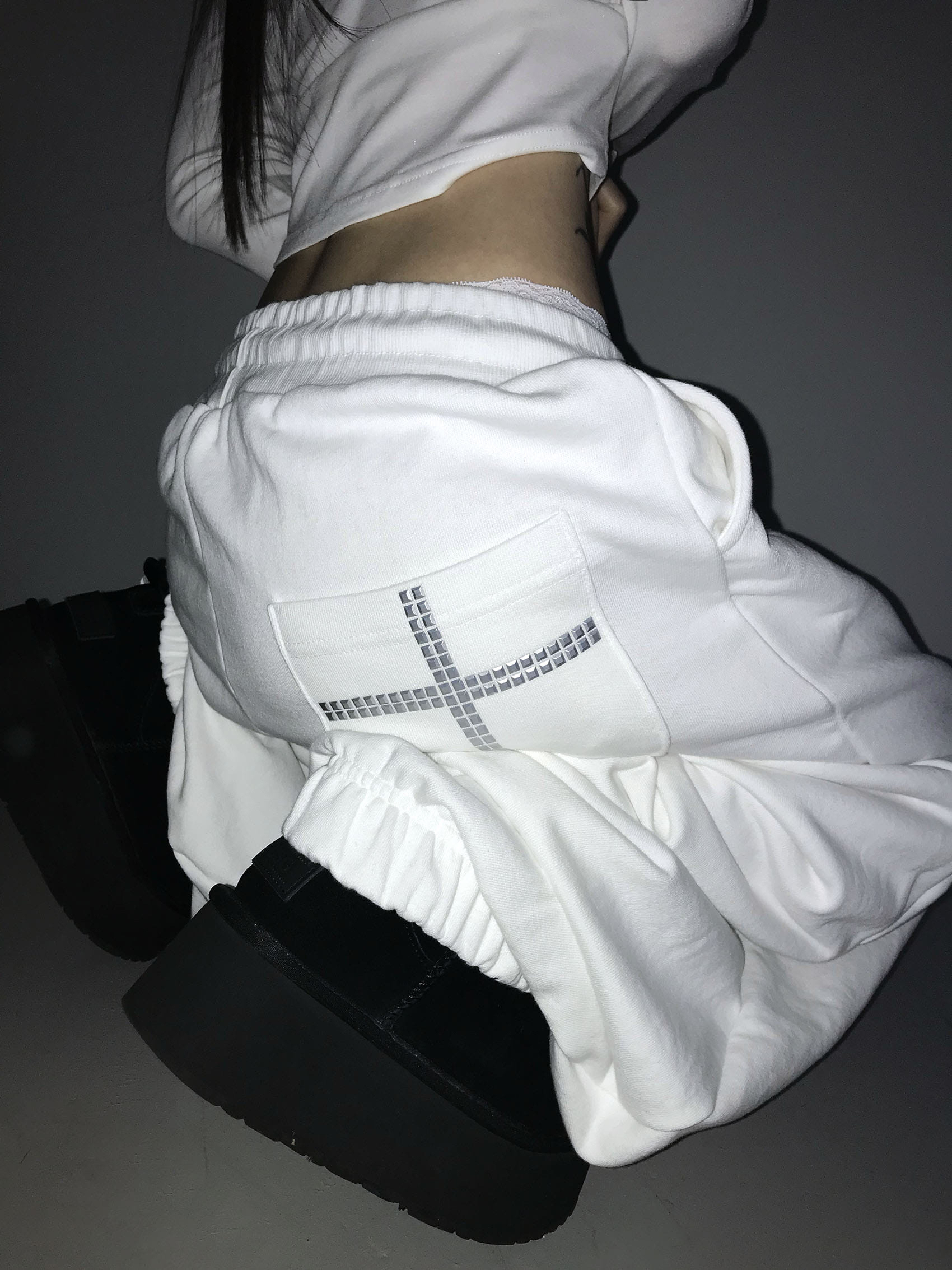 Cross Studded Cuffed Sweatpants