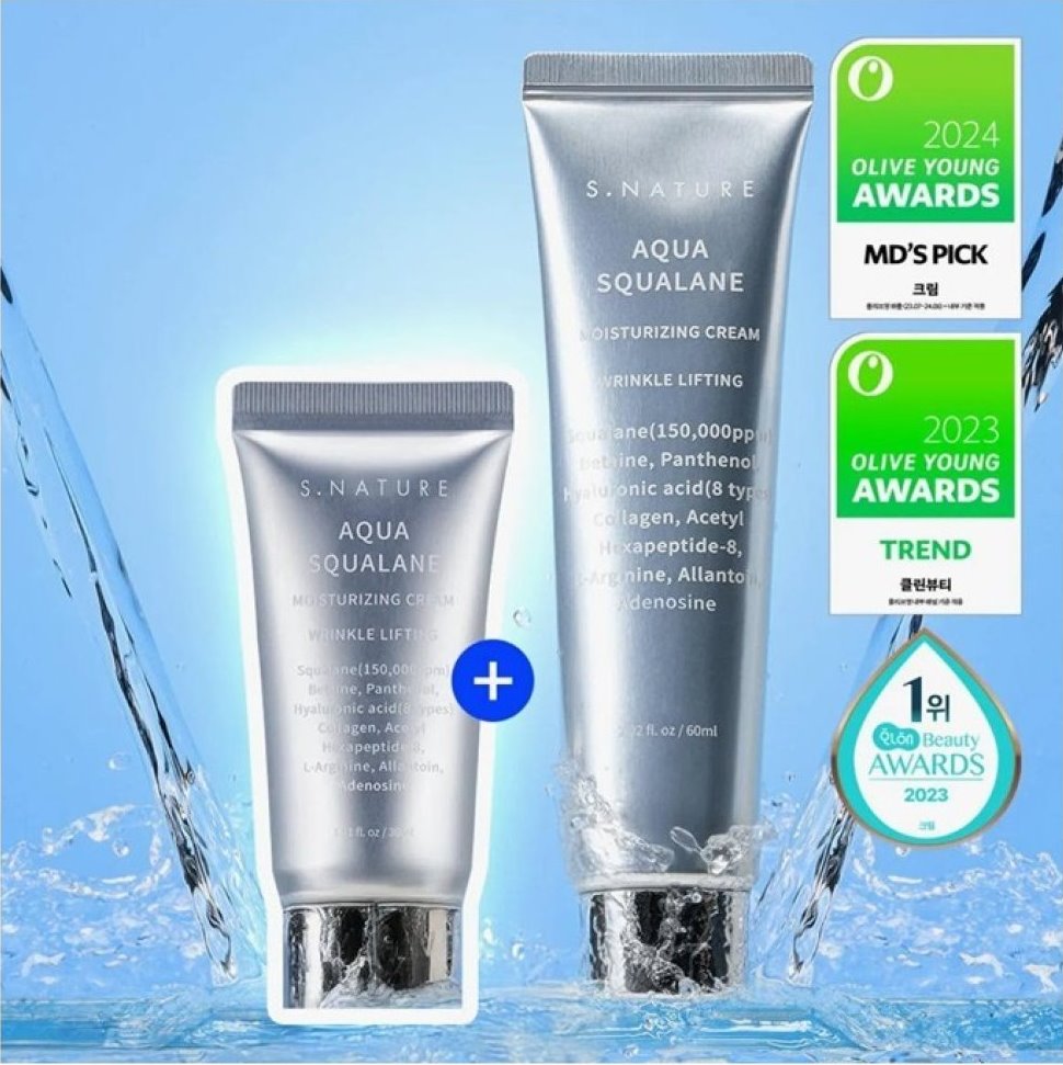 韓國S.NATURE角鯊烷保濕面霜60ml+30ml | Olive Young優惠套裝