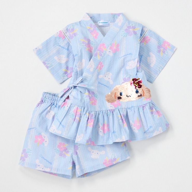 🇯🇵限量預訂 日本直送🇯🇵珠片玉桂狗滿印荷葉邊純棉甚平上下套裝