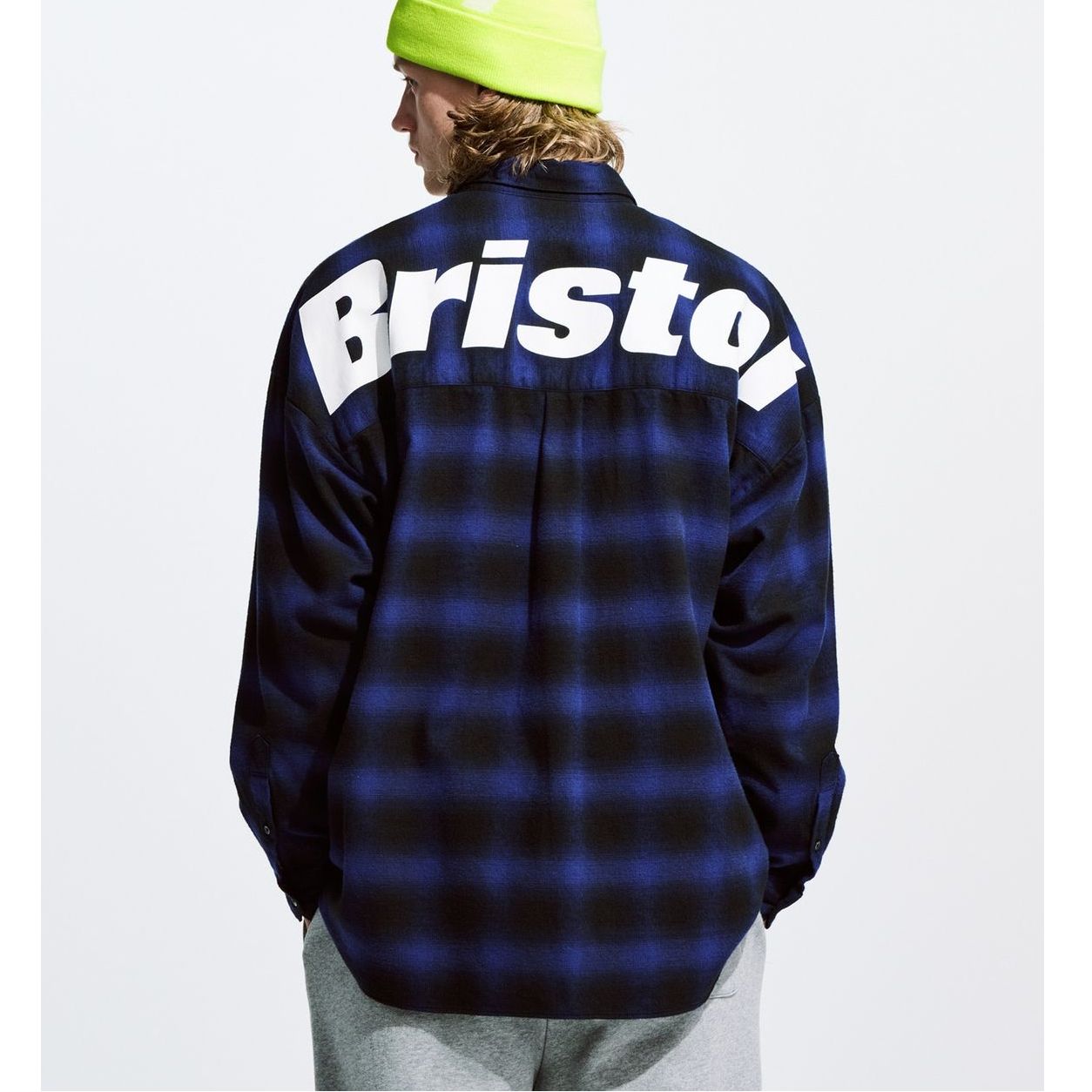 FCRB FLANNEL BIG LOGO BAGGY SHIRT (FCRB 232072) / BLUE / XL