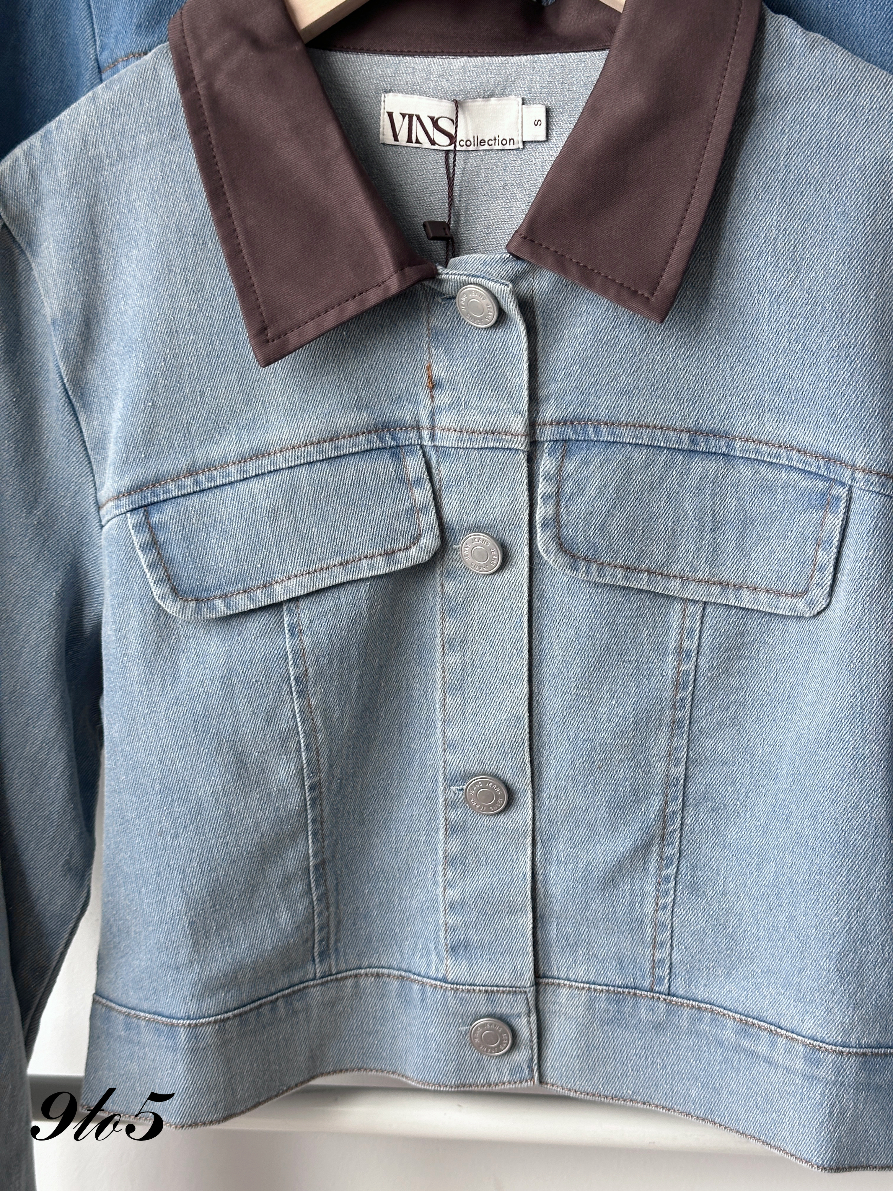 T4218 Brown Collar Denim Jacket - 3 Colors 