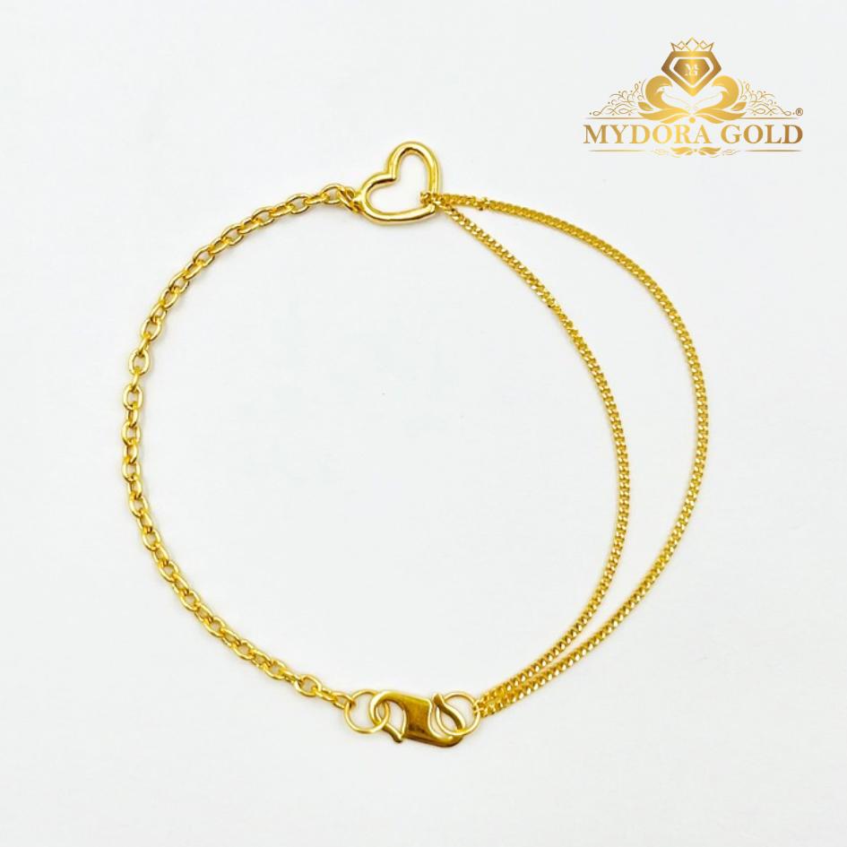 MYDORA Rantai Tangan Sauh Fesyen+ Mini Love Bingkai | Emas 916/22K