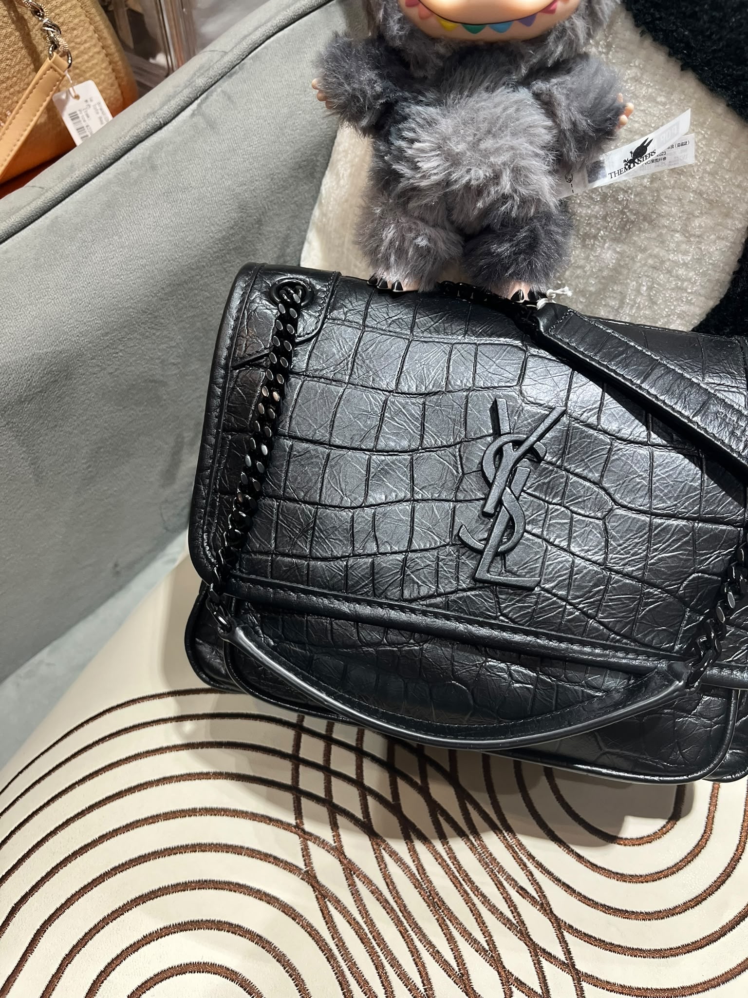 YSL Niki baby黑色鱷魚壓紋 Shoulder bag 100%Authentic, 98%New ✅Dust bag