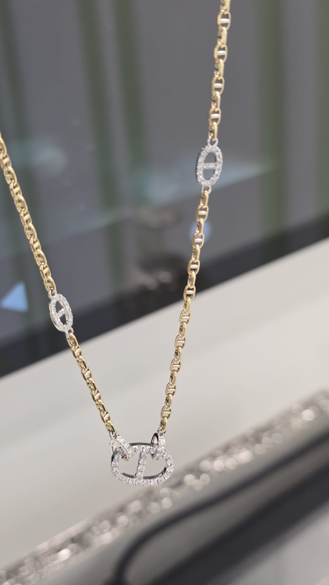 18K黃金鑽石項鍊 d0.48ct W4.57g L44cm