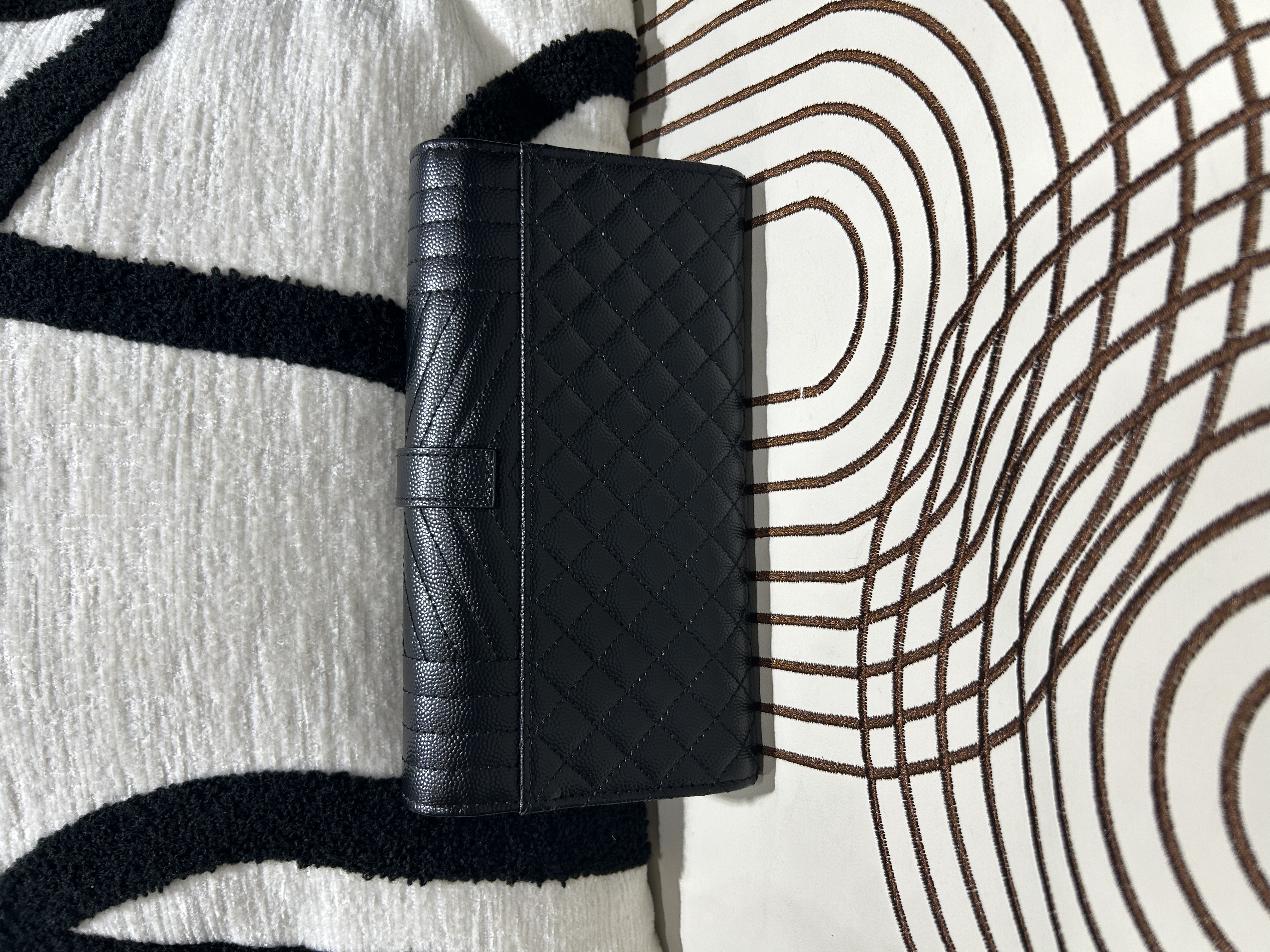 未使用品 YSL YVES SAINT LAURENT I Envelope Long Wallet 黑色顆粒紋牛皮長銀包 100%Authentic, unused 未使用品  ✅box 