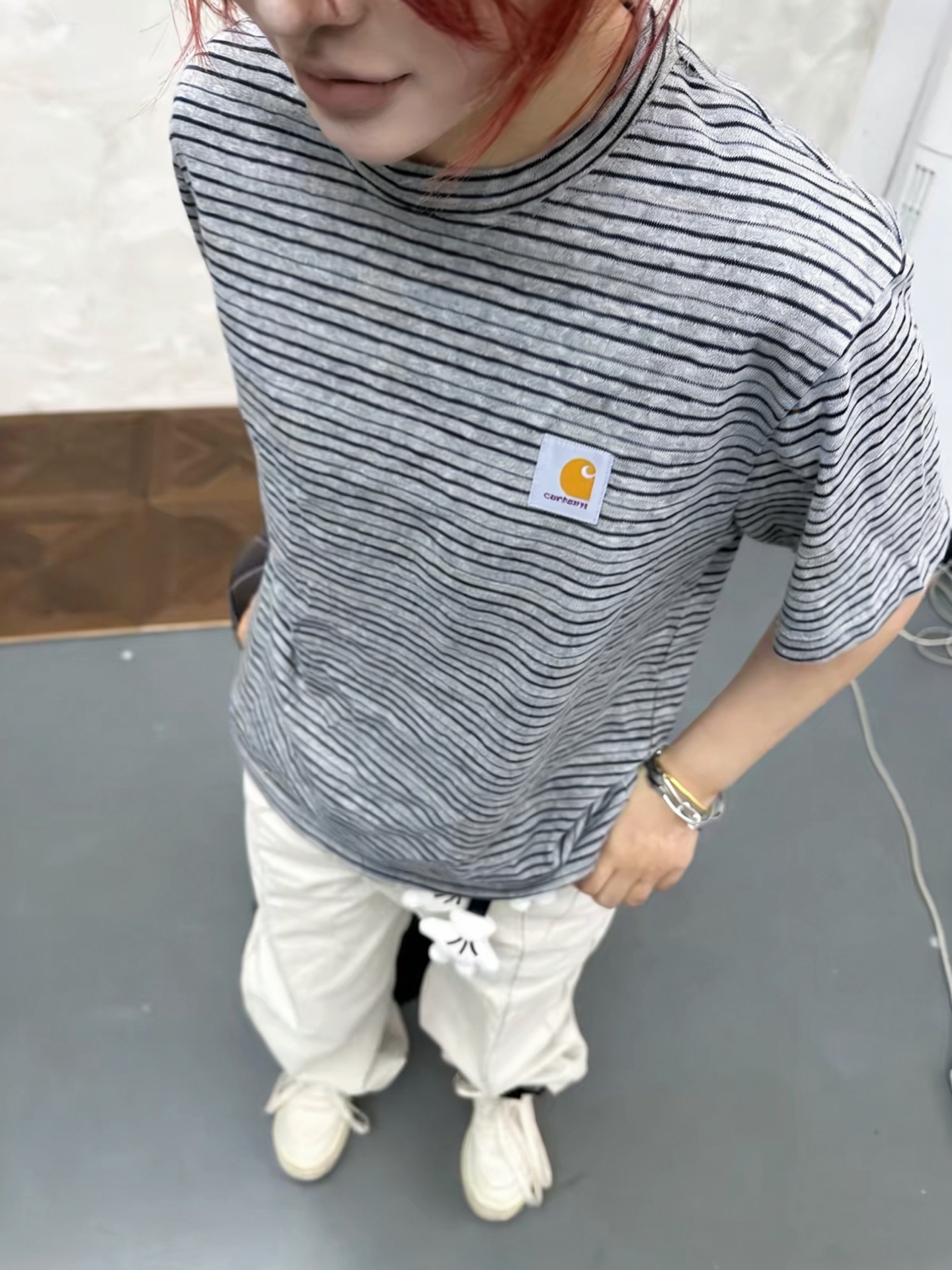 預訂 Car hartt 竹節棉條紋短袖Tee
