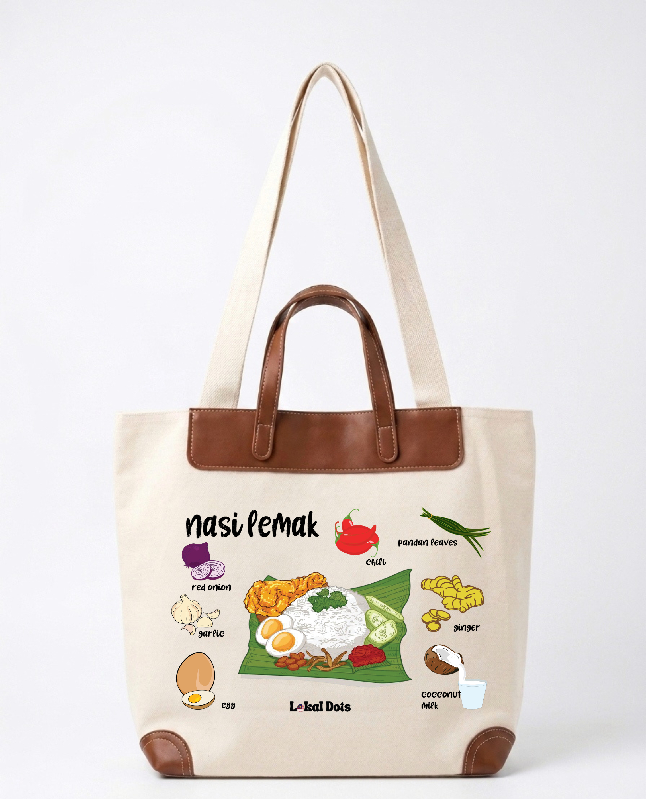 LD77 - PU Handle Tote Bag Nasi Lemak