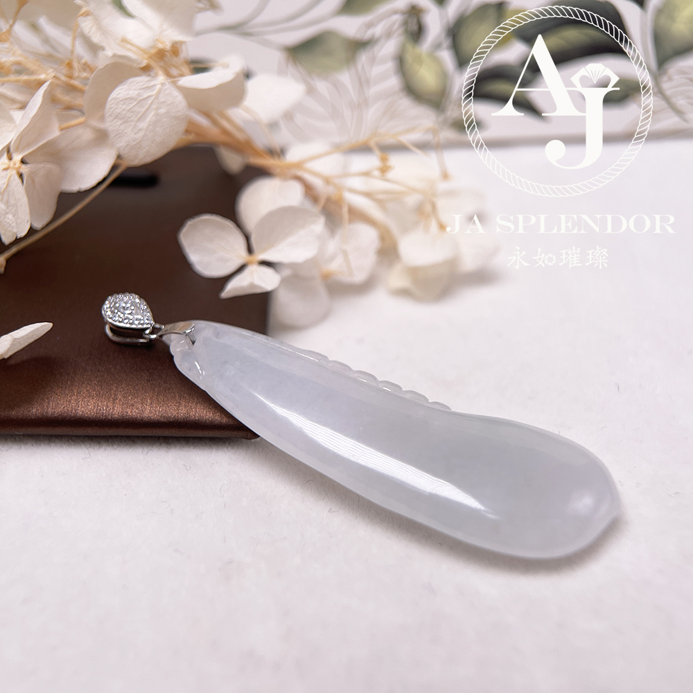 JNS-313 天然翡翠A玉 白冰萬壽果/福瓜吊墜