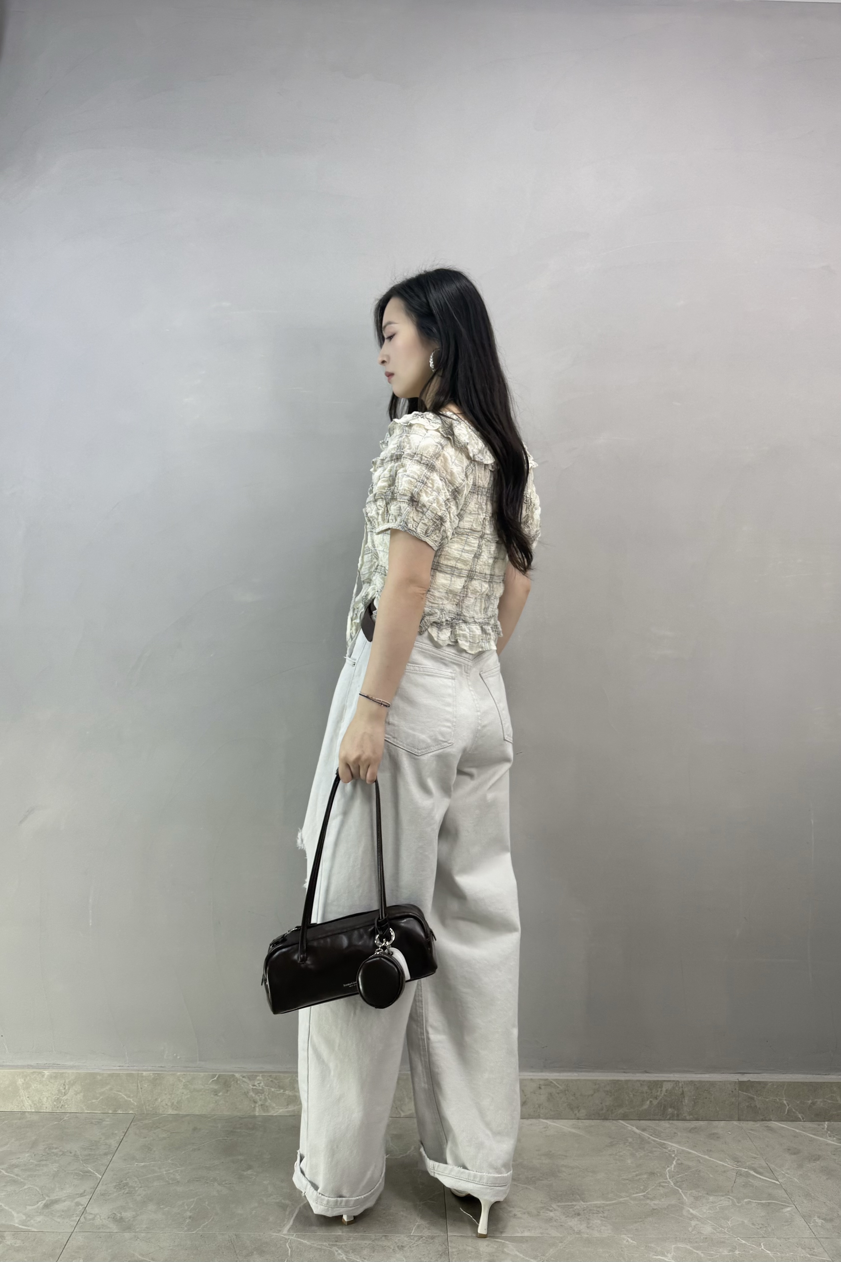 W68 格仔ruffle Top