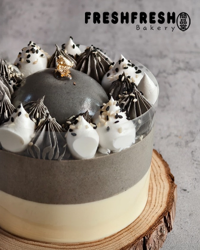 香濃黑芝麻布甸比利時白朱古力慕絲蛋糕 