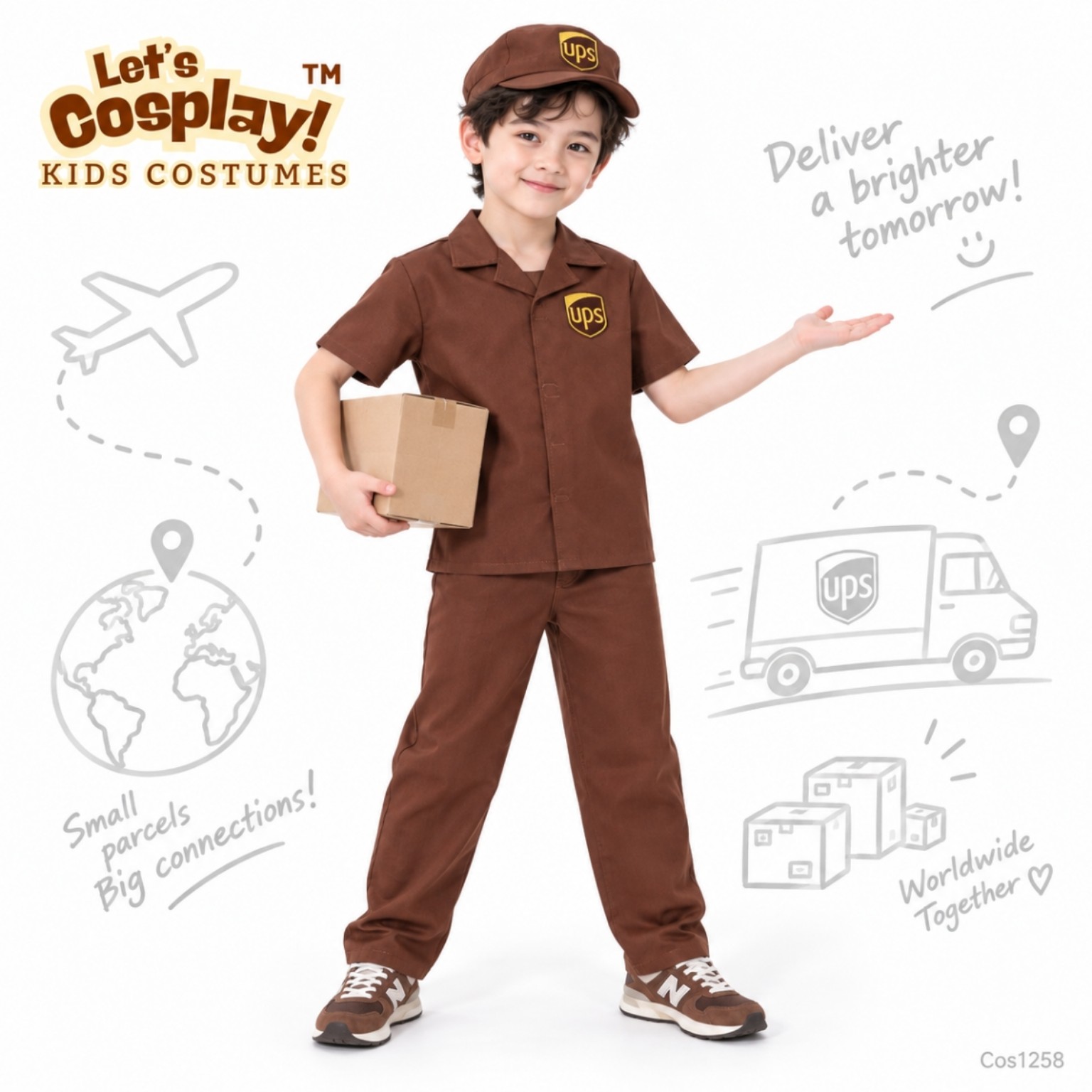 兒童 UPS 主題國際快遞員角色扮演服｜Kids Delivery Courier Costume Career Day COS1258