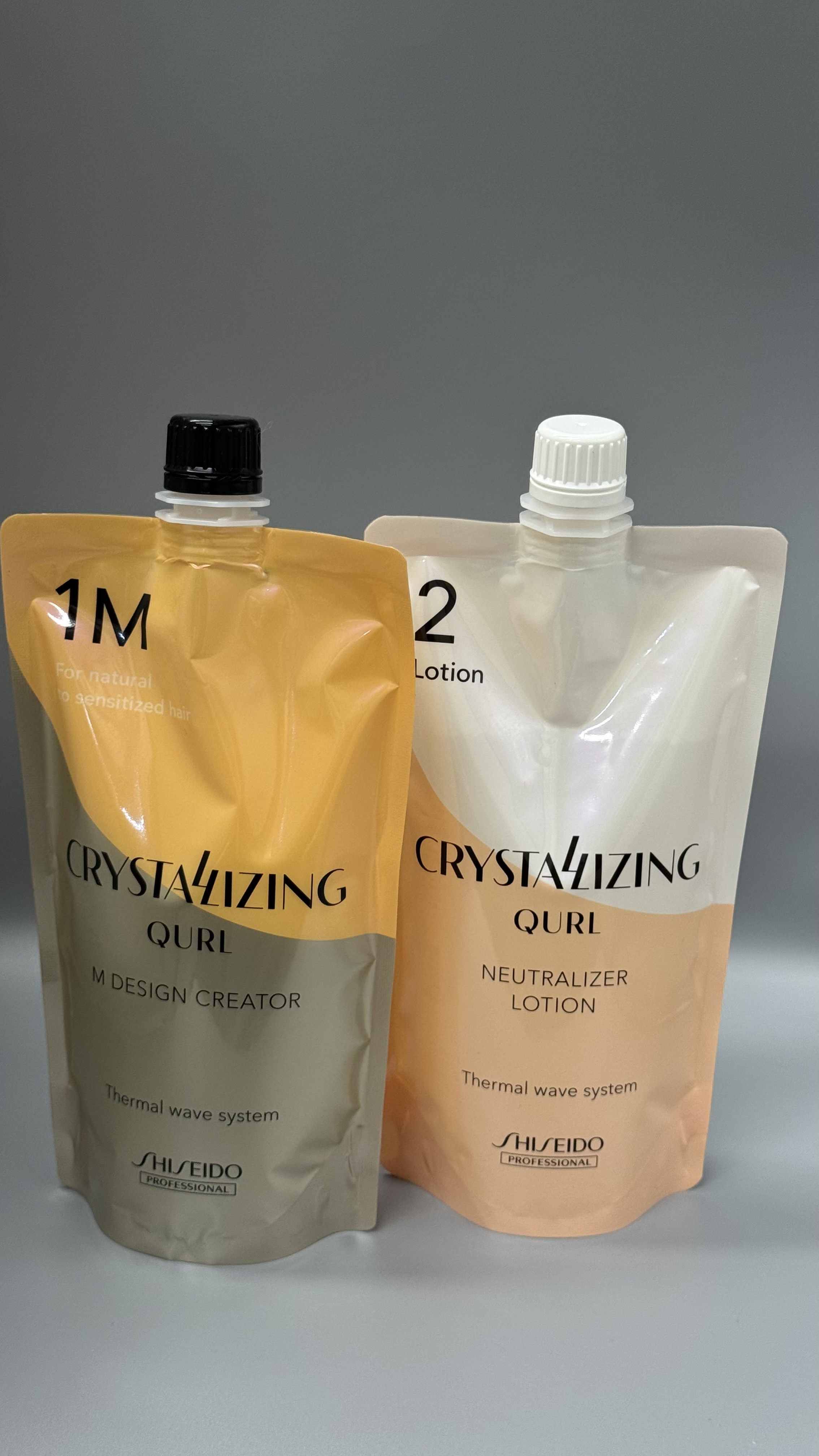 Shiseido Professional 資生堂 CRYSTALLIZING QURL M 陶瓷曲髪劑＋中和2劑400g✕2｜日本製專業電髮套装