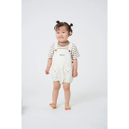 🇯🇵預訂 日本直送🇯🇵Miffy刺繡貼花牛仔針織布吊帶包屁褲