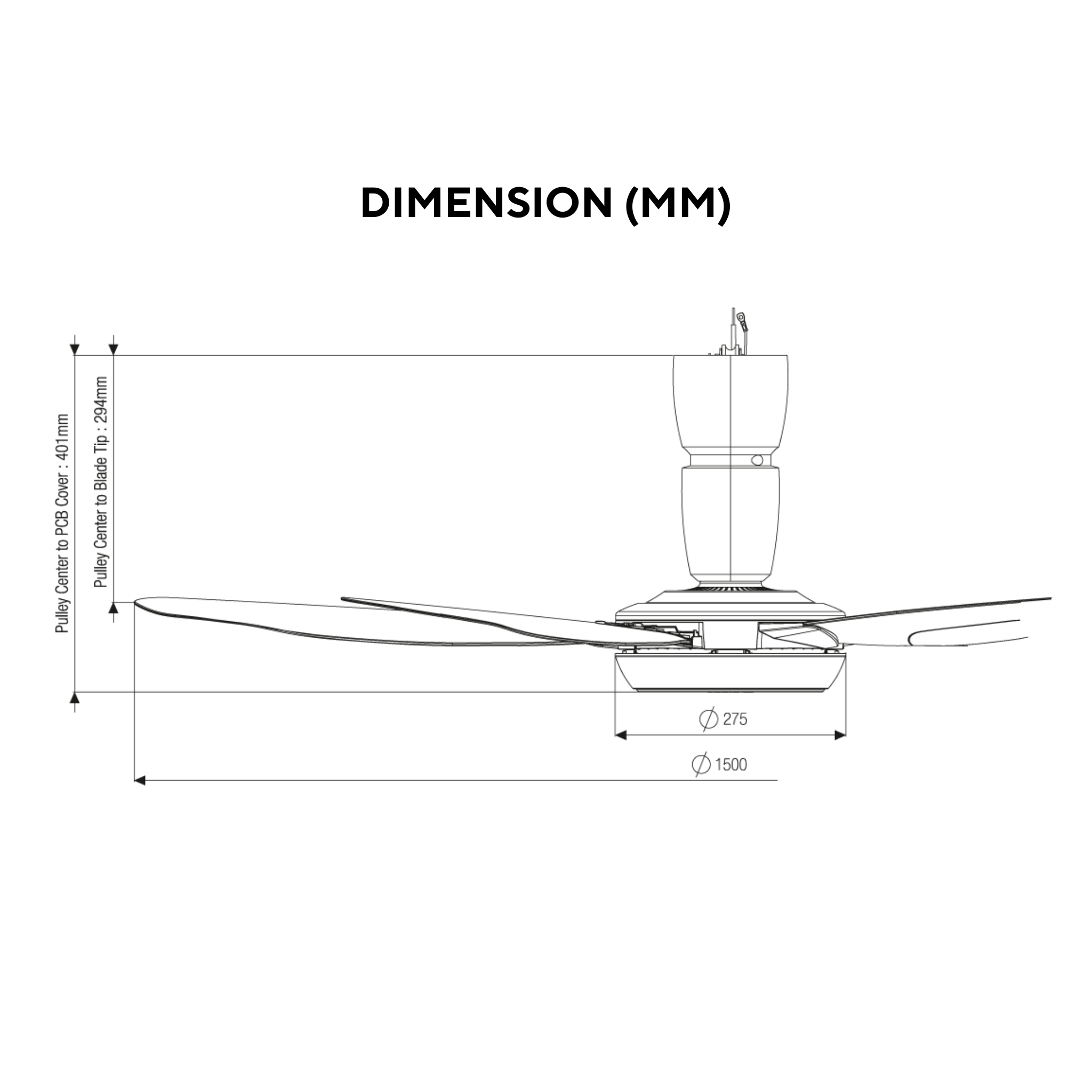 KDK 60" 5-Blade Remote Ceiling Fan K15Y2-GS (Silver Grey)