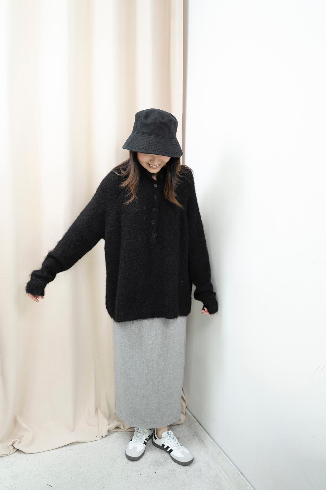 温暖感暗直紋全橡筋腰半身裙（4色）