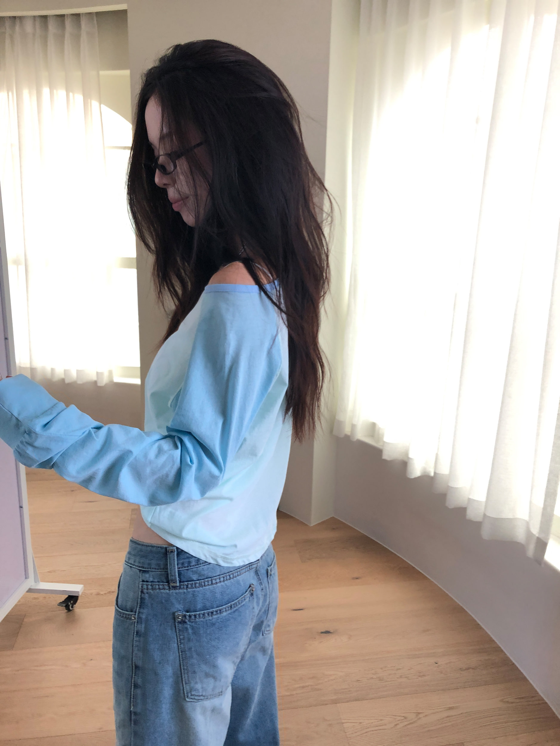 Graphic Raglan Long Sleeve Top
