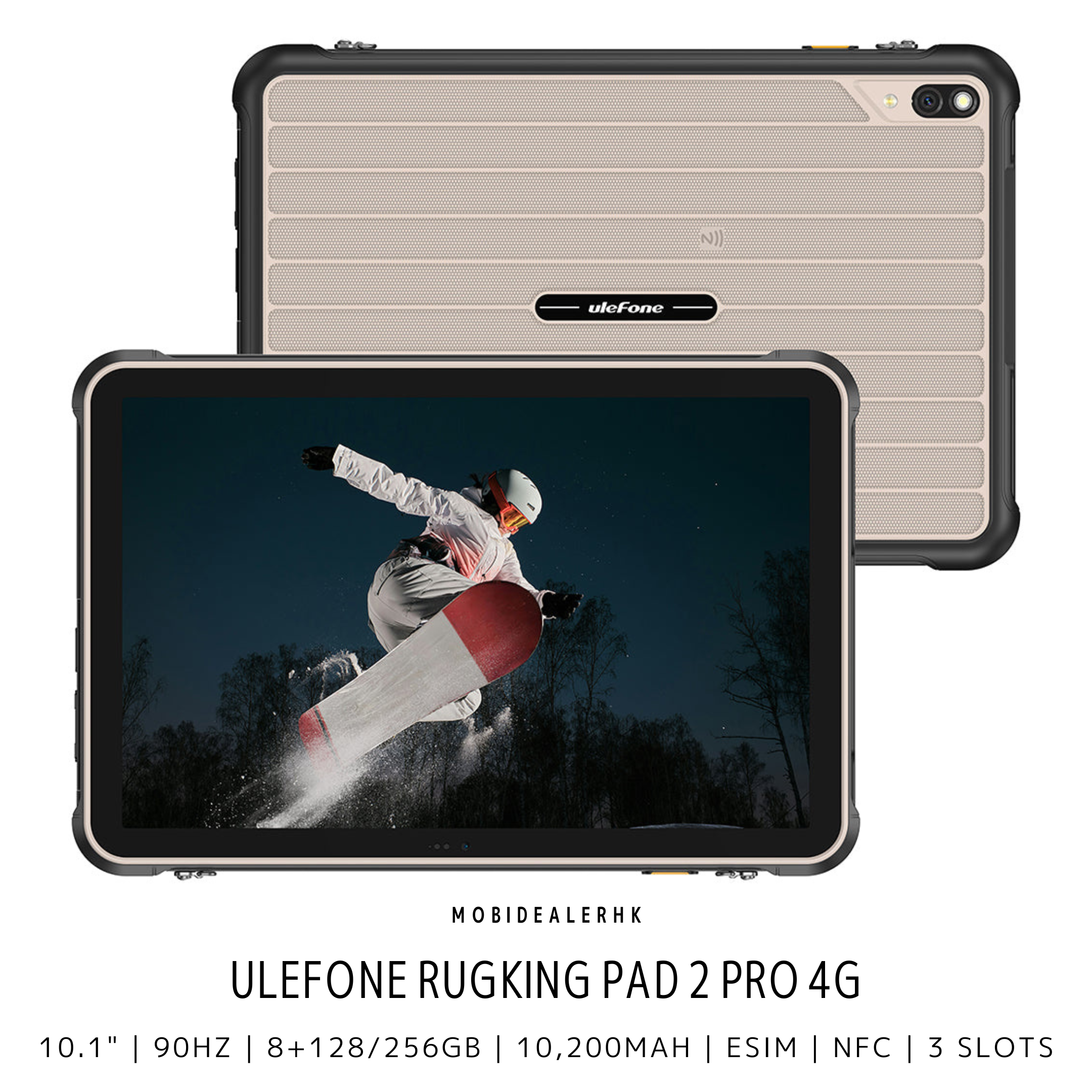 Ulefone RugKing Pad 2 Pro | 歐樂風 RugKing Pad 2 Pro | 4G | 三防平板電腦 | 10.1" | 90Hz | 8+128/256Gb | 10,200mAh | eSIM | NFC | 3咭槽
