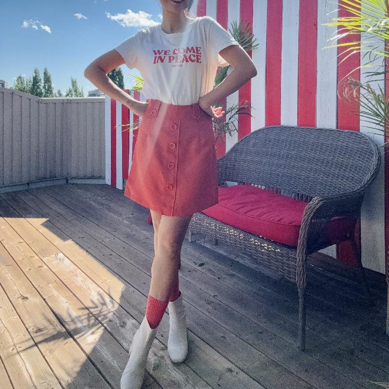 1960s Iconia Orange MOD Mini Skirt /MOD Skirt - 26" Waist (MT1999)