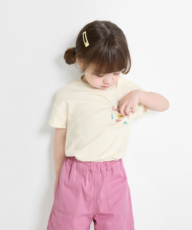 💚預訂 台灣直送💚蠟筆小新系列三色口袋印花竹節純棉短袖T恤