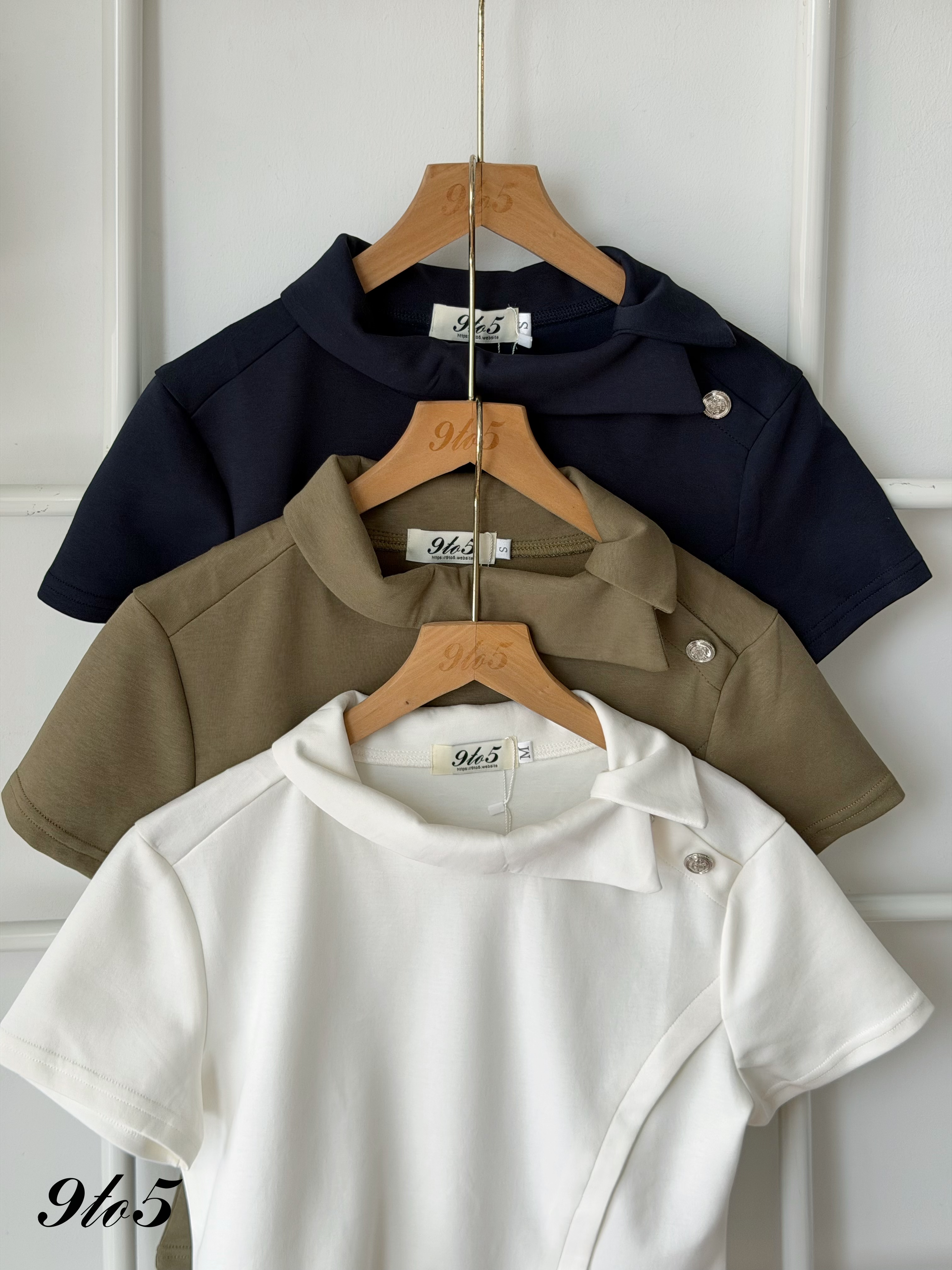 T4522 Irregular Collar Waisted Top - 3 Colors 