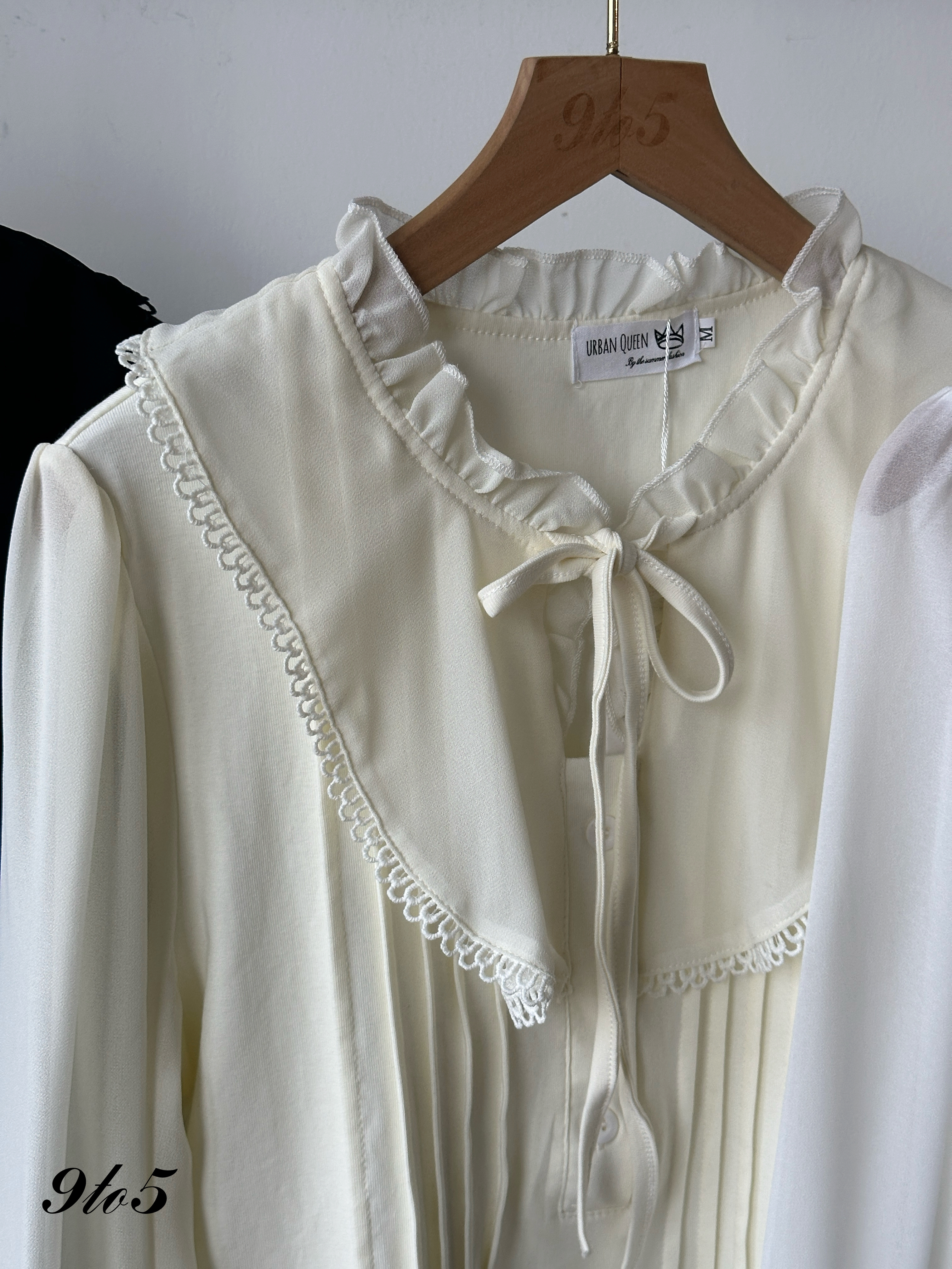 T4137 Bow-tie Ruffle Collar Blouse - 3 Colors 