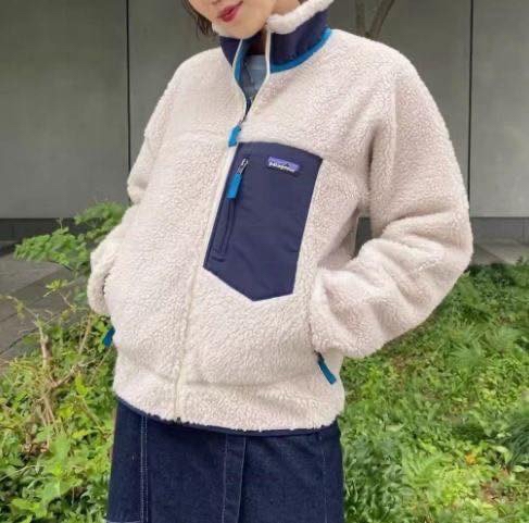 山系拼色口袋羊羔褸