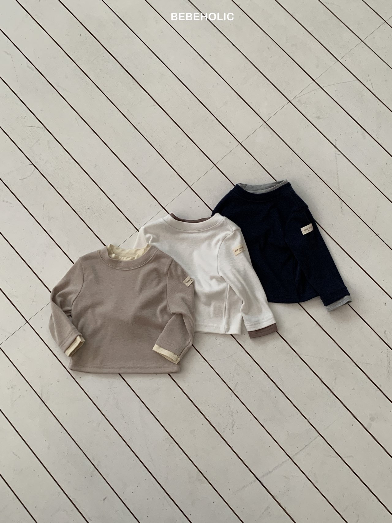 🌸預訂 韓國直送🌸🇰🇷BEBEHOLIC三色假兩件長袖上衣