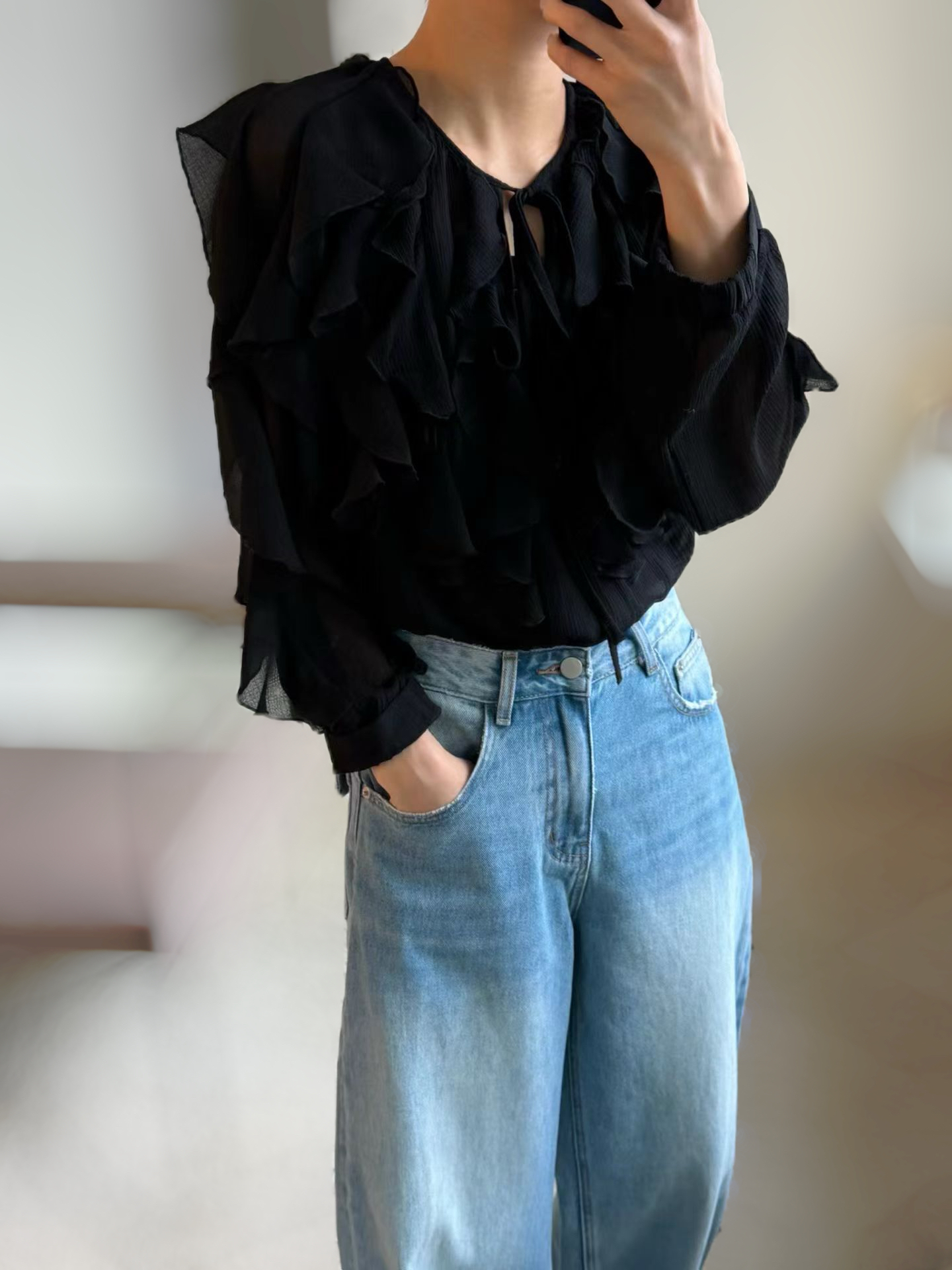AMORA elegant ruffles blouse