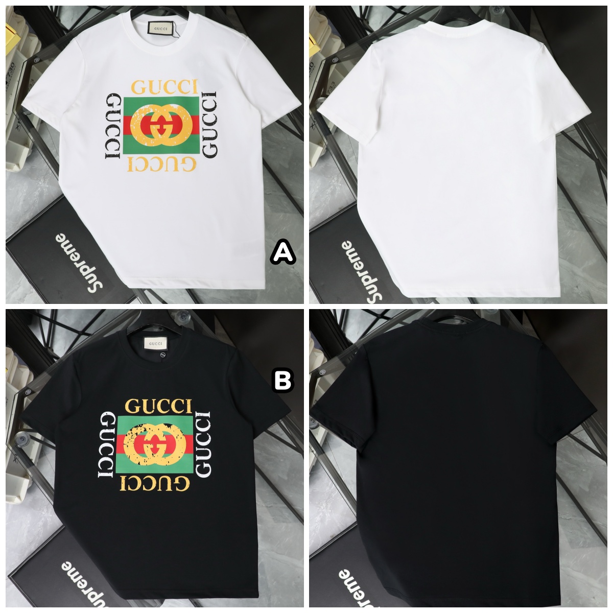 GUCCI 經典做舊方塊LOGO短袖Tee 