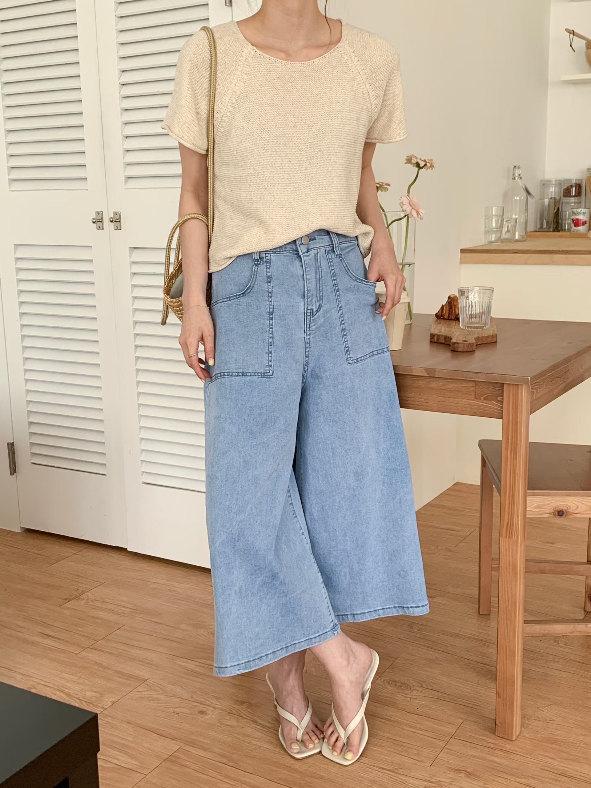 CT29 後橡筋腰半截A字裙褲