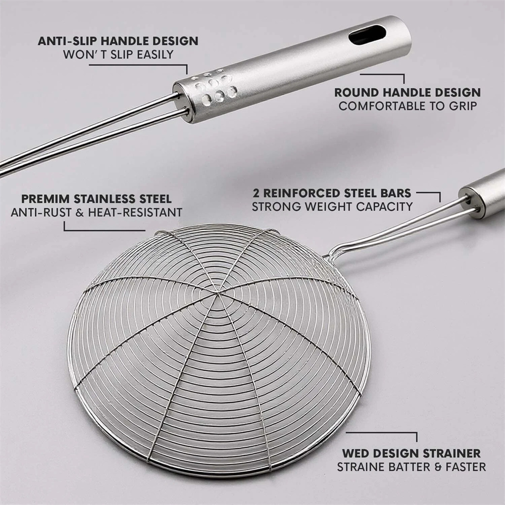 3pcs 不鏽鋼漏勺 九珠線漏（A）14cm+16cm+18cm 3個一套 UB0279