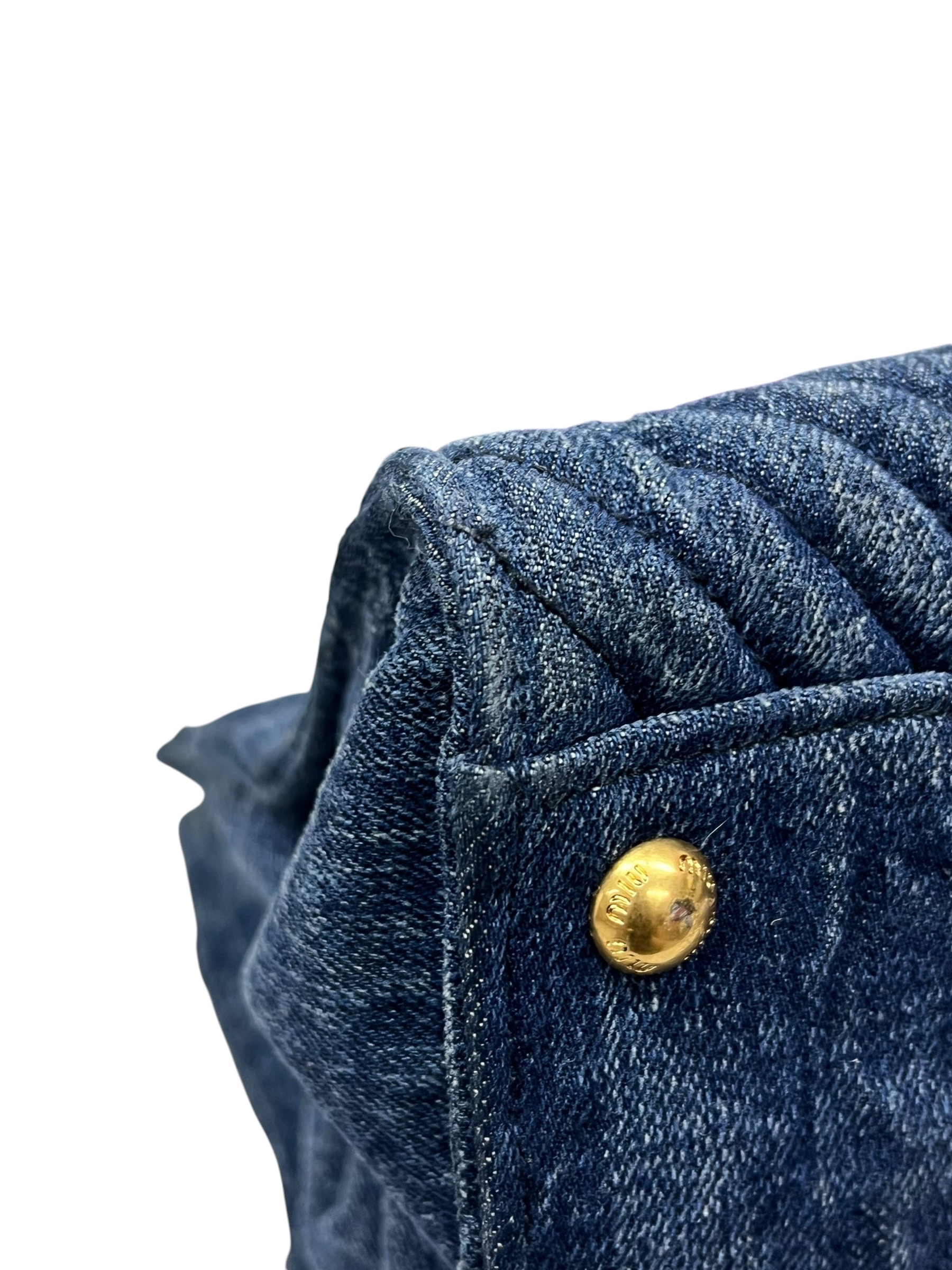 Pre-Owned MIU MIU Matelasse Denim Biker Tote / Product Code: 070726