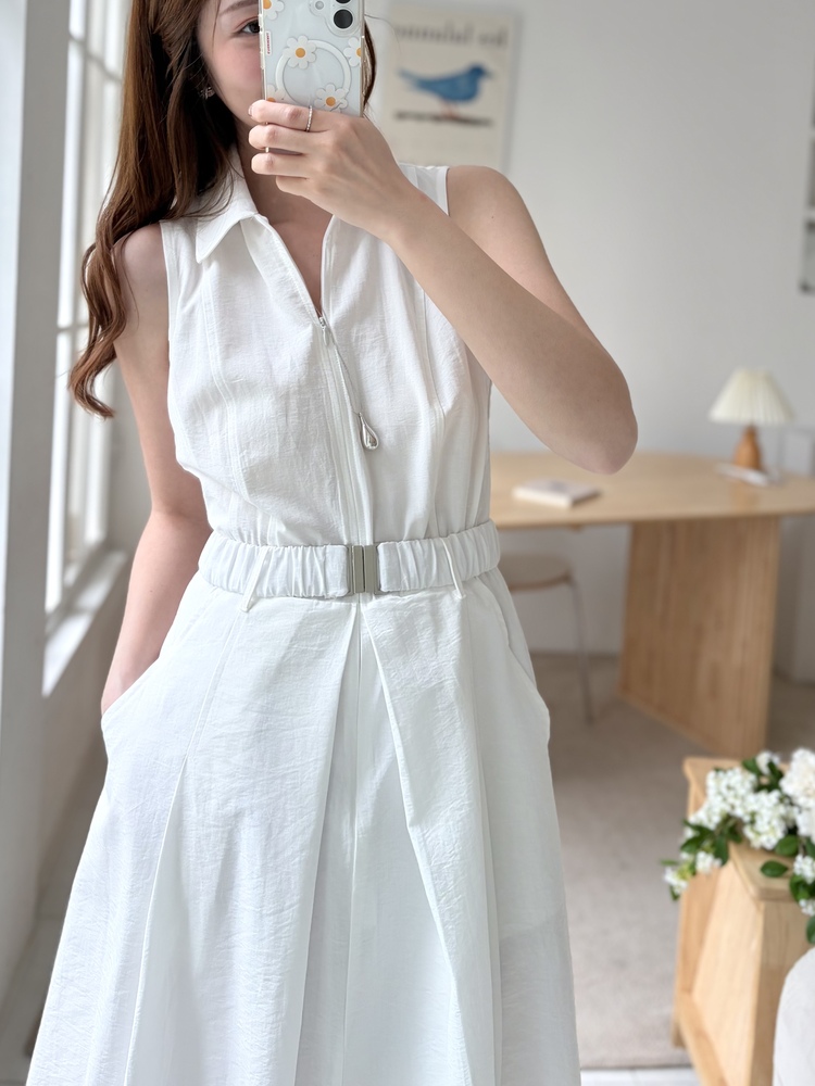 Jardin Belted Zip-Front Dress