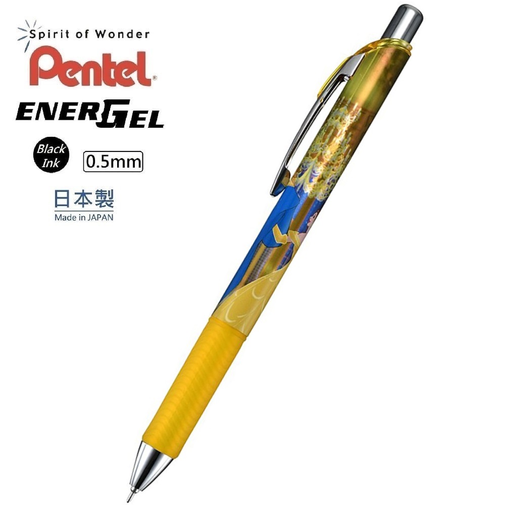 現貨｜【日本 Disney Store 限定】美女與野獸 Belle 貝兒 日本製 Pentel EnerGel 0.5mm 黑色 啫喱筆 208810