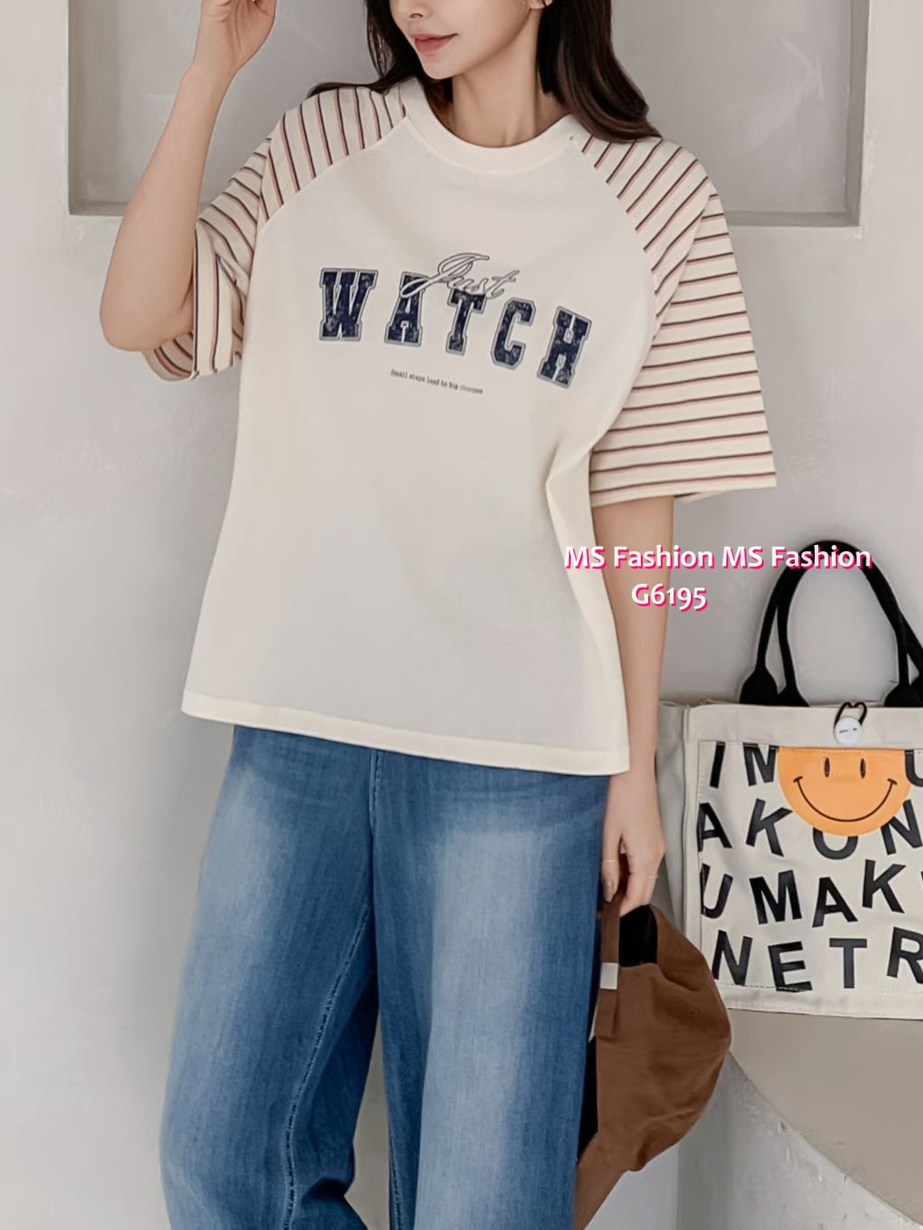 G6195 韓國🇰🇷條子袖字母top