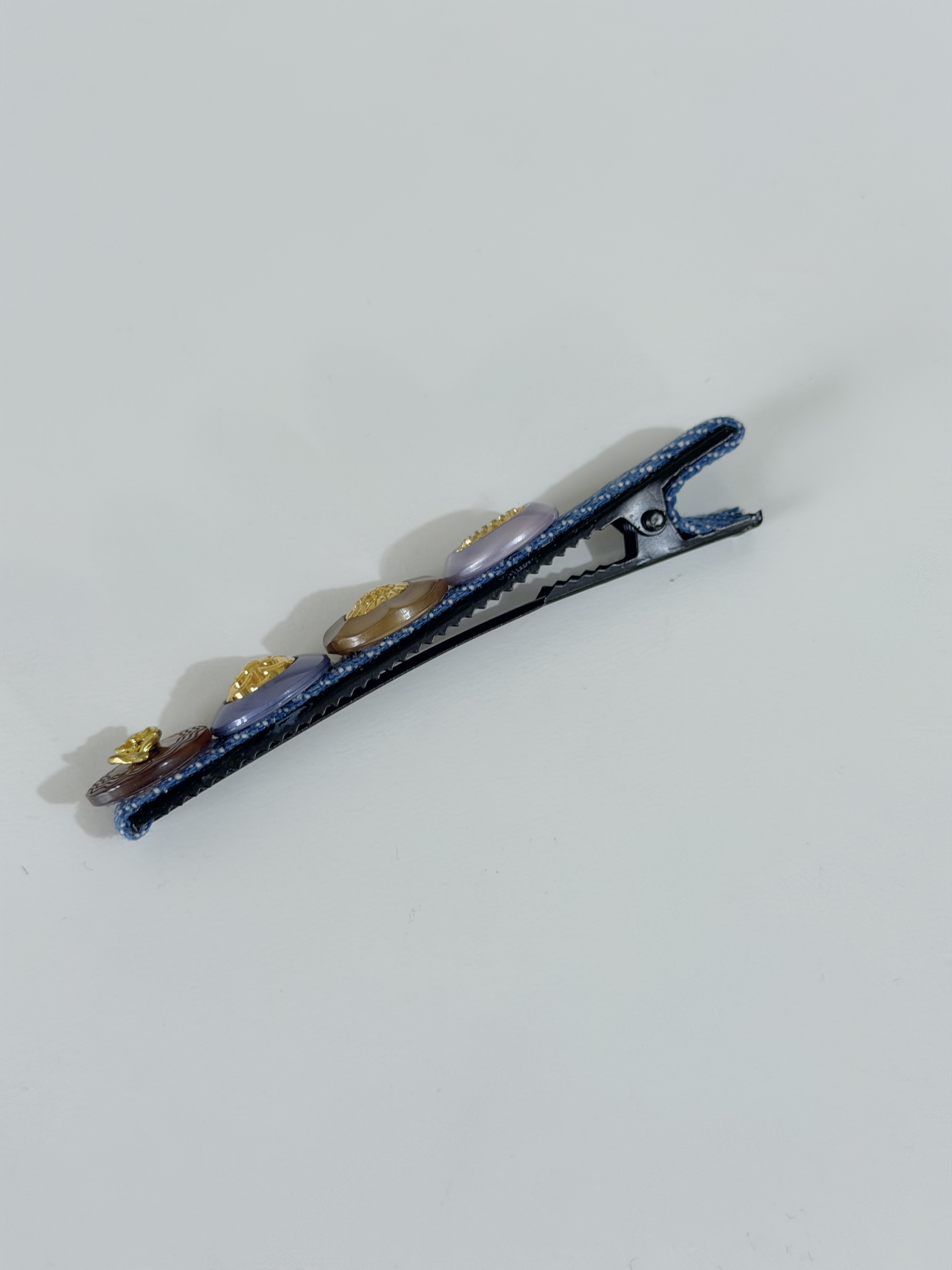 復古鈕扣髮夾/牛仔一字夾 7cm長