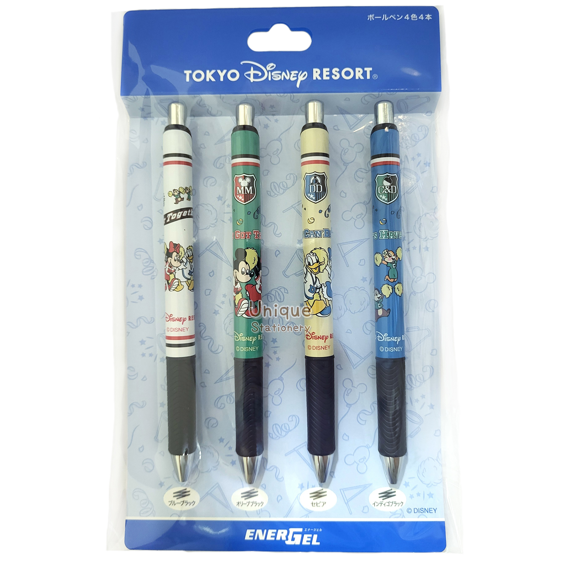 現貨｜【日本 Disney Store 限定】一套4枝 Mickey & Friends 米奇與朋友 日本製 Pentel EnerGel 0.5mm 啫喱筆 075429