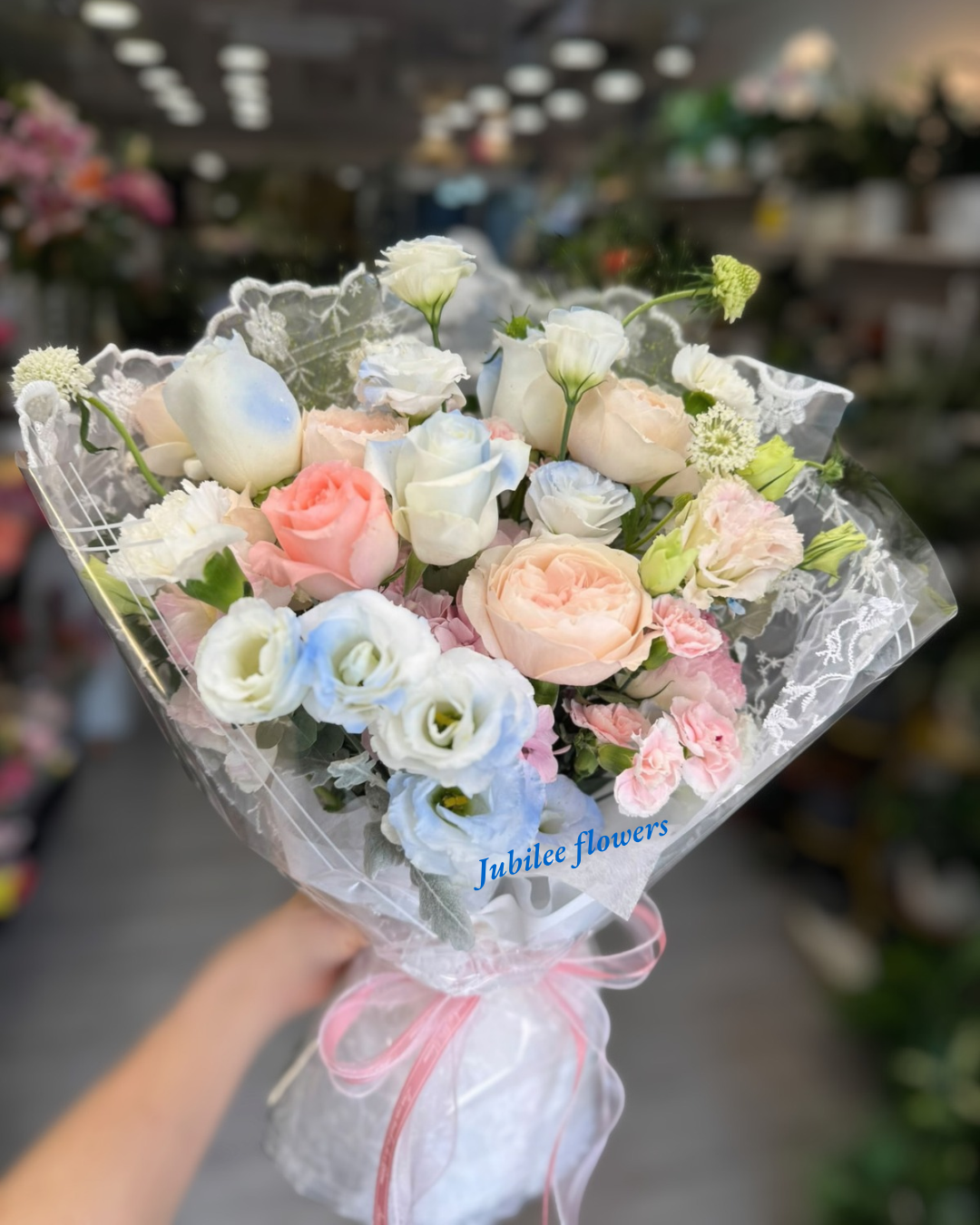 碎冰藍玫瑰 · 粉玫瑰混搭花束