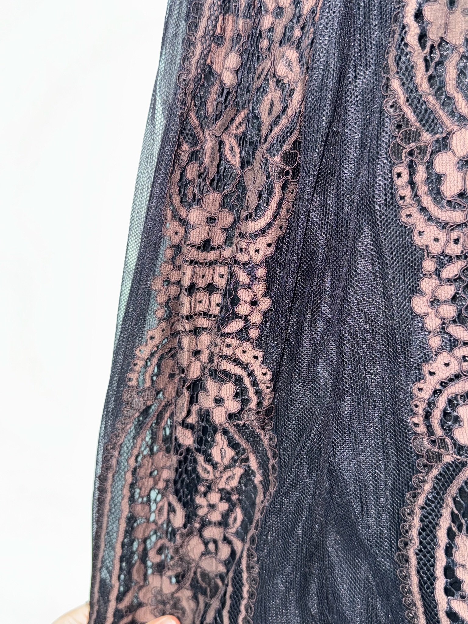 Vintage Whimsigoth Black Mesh Midi Skirt