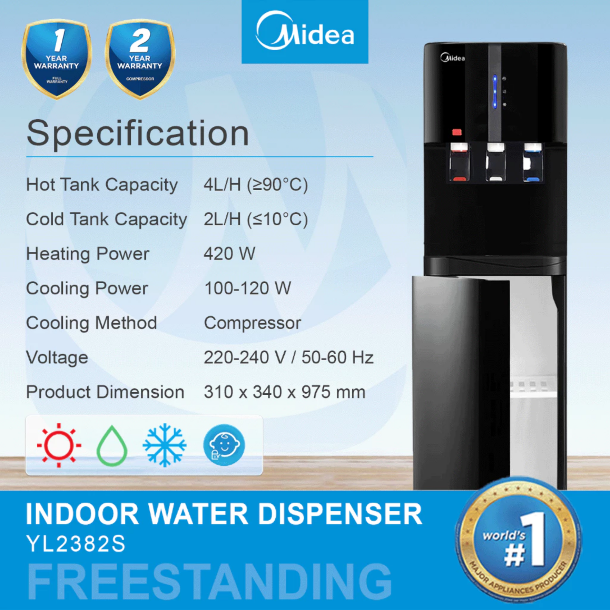 Midea Floor Standing Water Dispenser (YL-2382S)