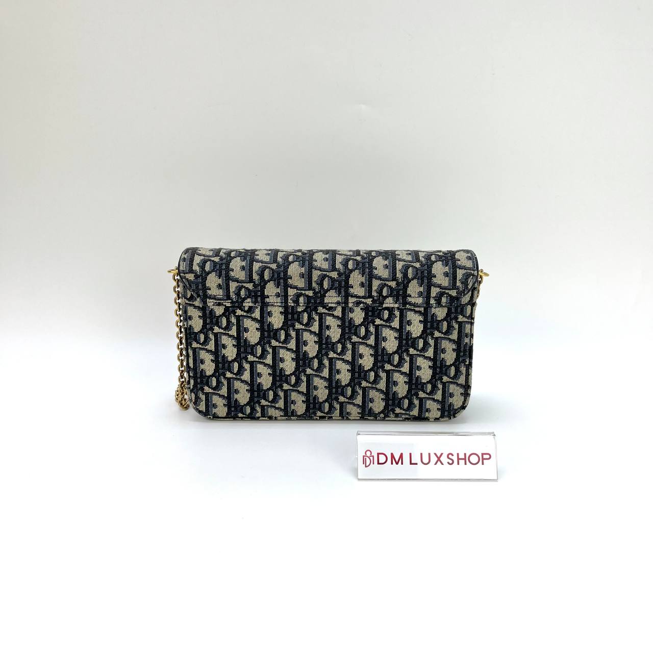 Dior Blue Oblique Montaigne Pouch W/Chain GHW