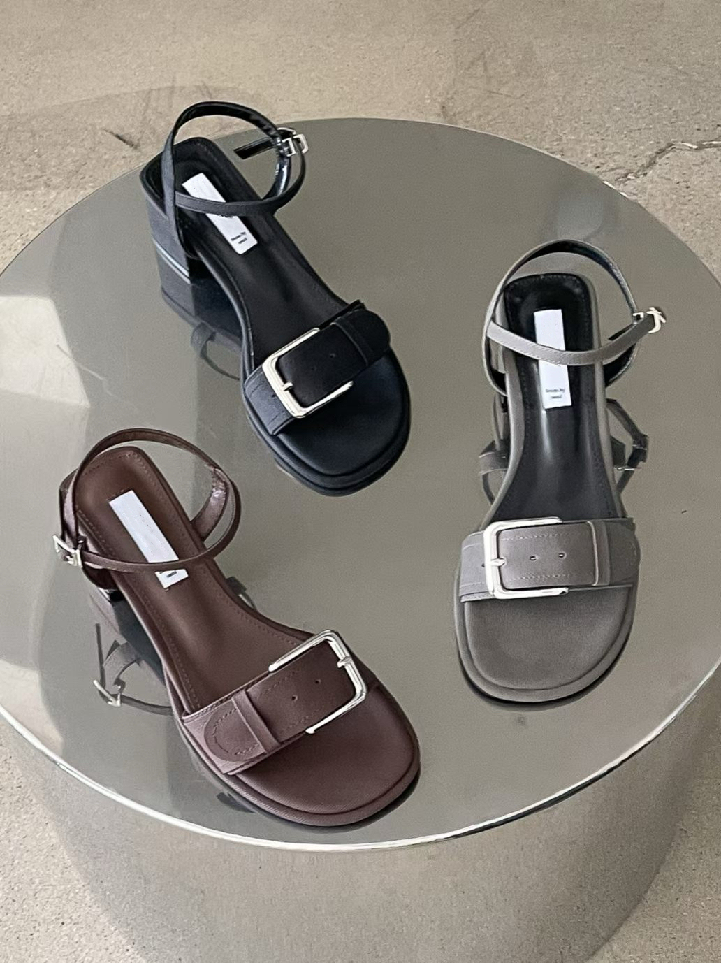 Vintage buckle heeled sandal