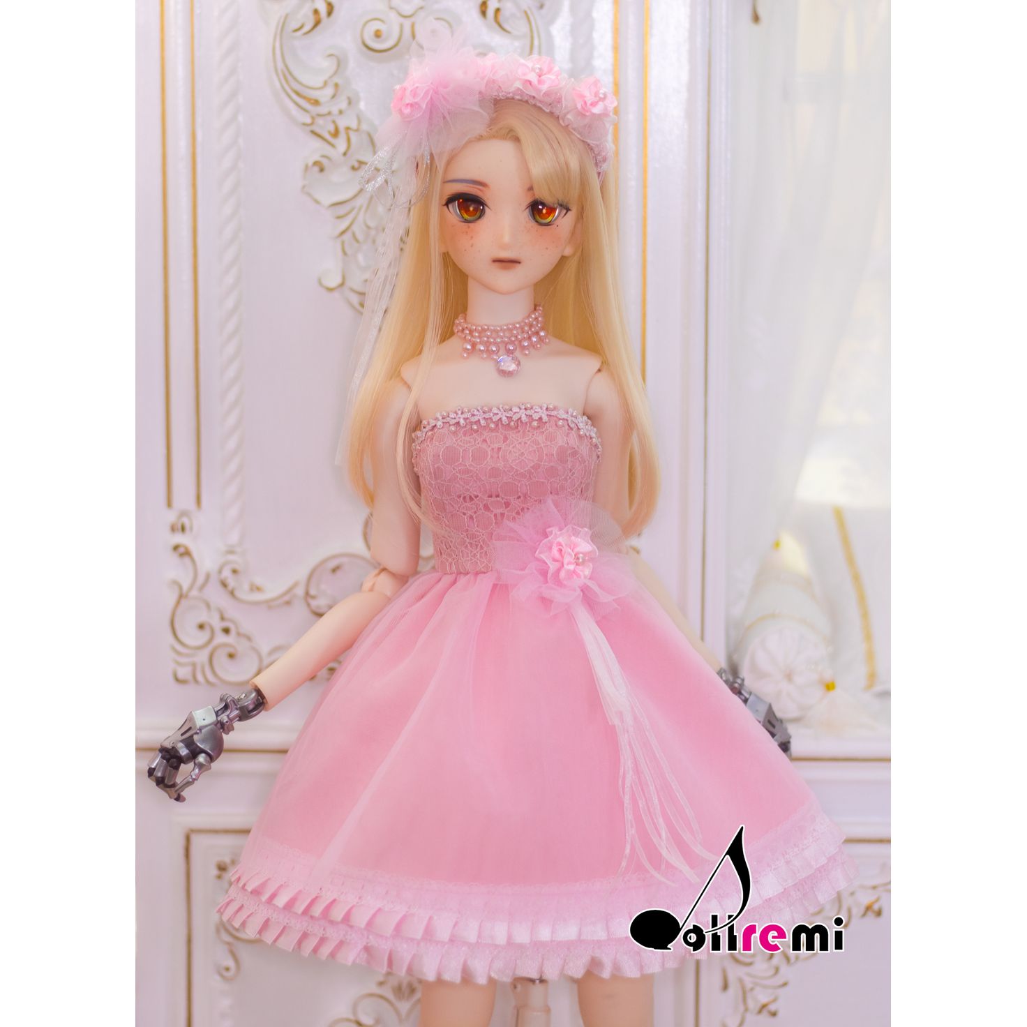 dollremi】(DD0007 P) 粉紅色婚紗連衣短裙禮服 Pink short