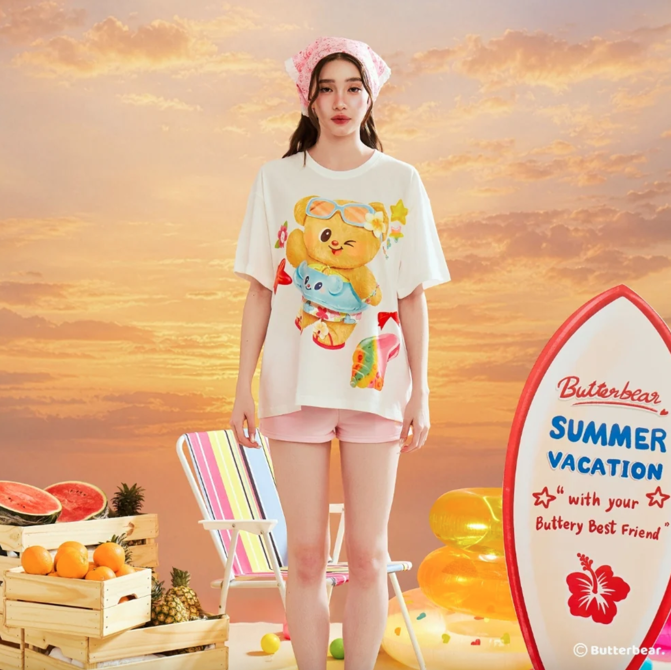【預訂】泰國 Butter Bear 黃油小熊周邊 Summer Oversized T-Shirt