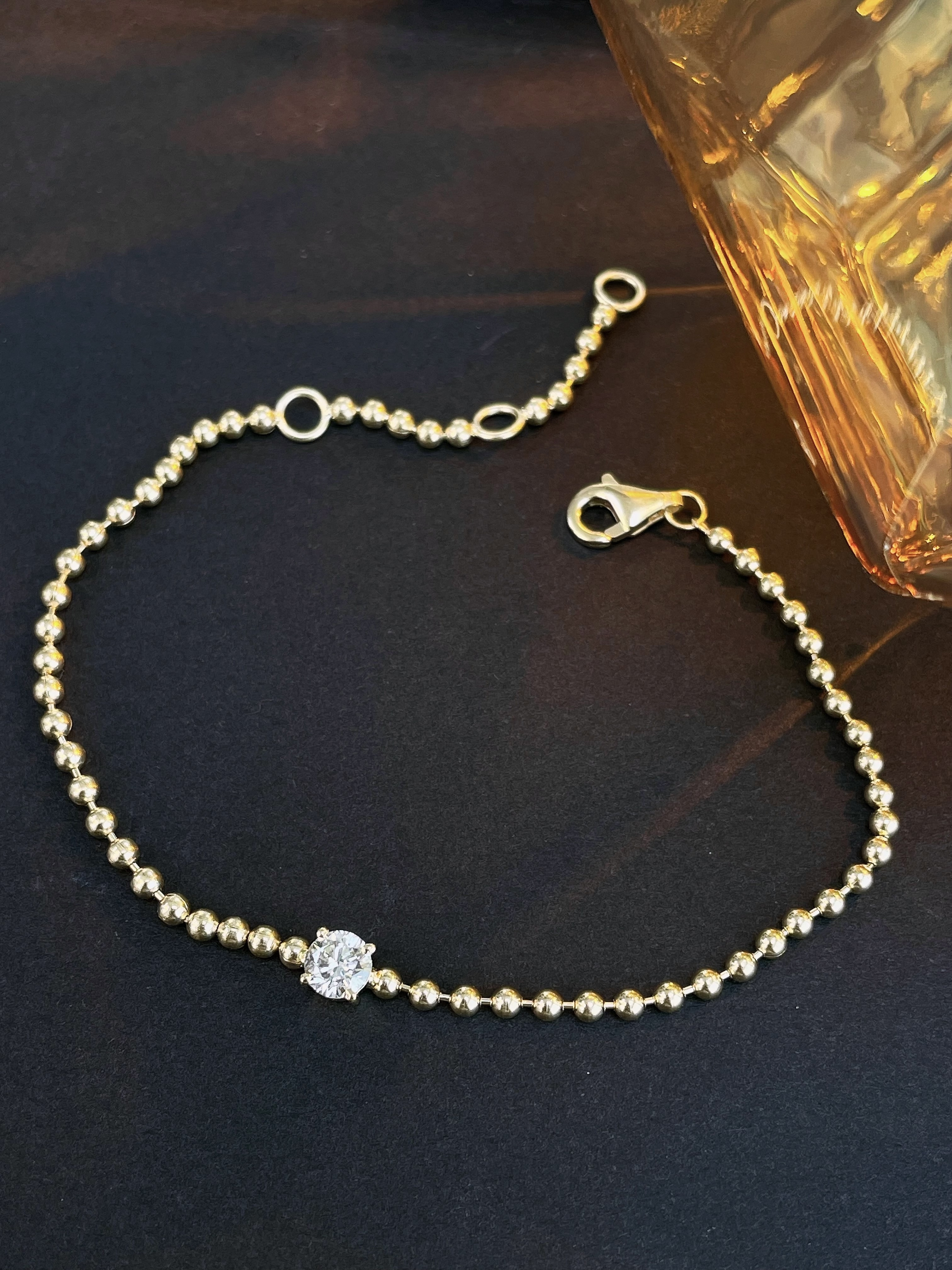 Diamond Gold Bead Bracelet N240259