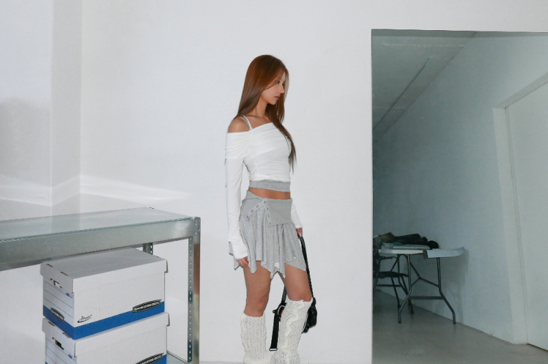 Ruched Off-Shoulder Long Sleeve