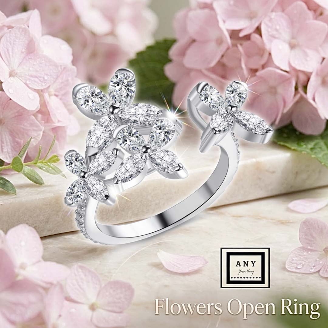 R7072 Flower Open Rings 莫桑石