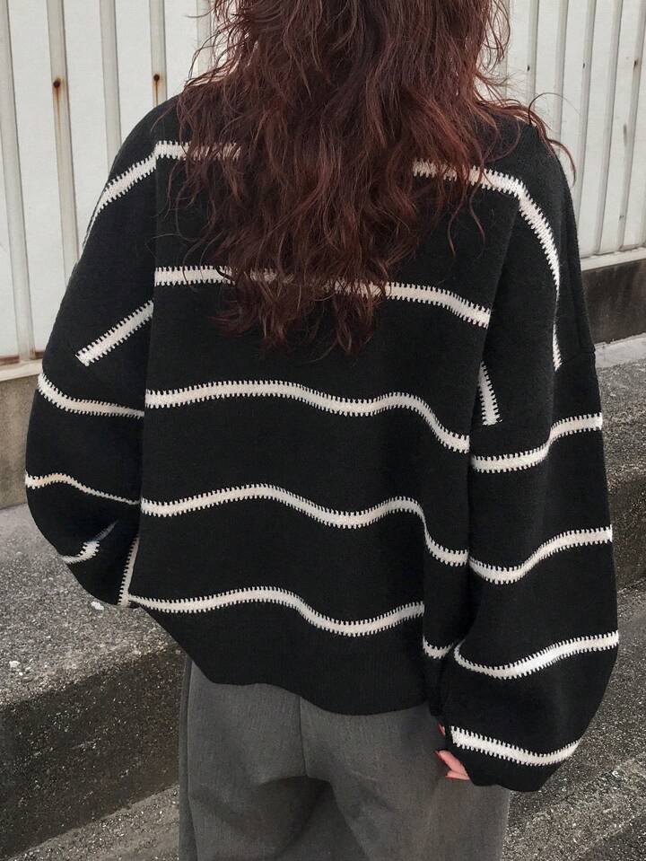 復古條紋針織毛衣