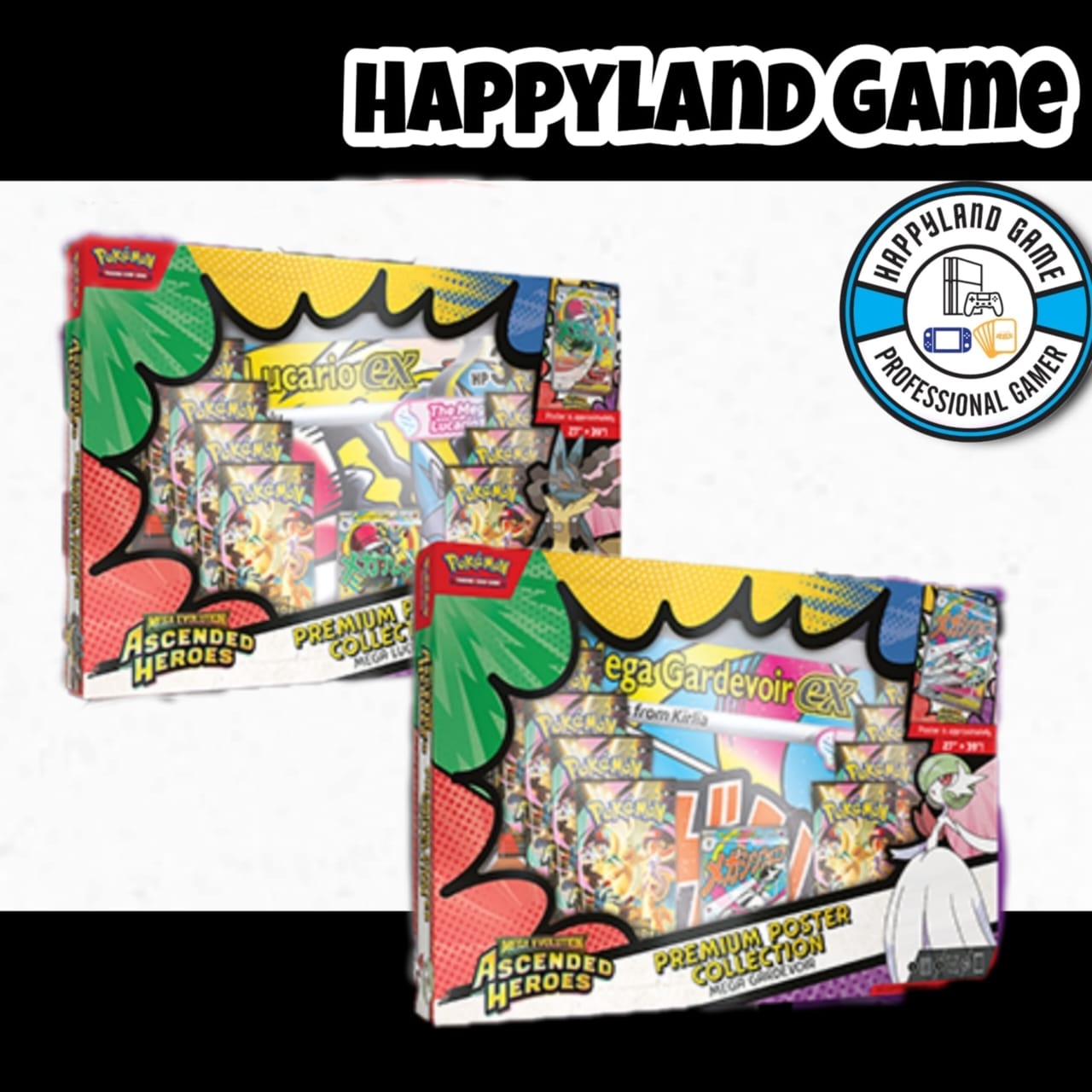 Pokemon TCG: Mega Evolution Ascended Heroes Premium Poster Collection—Mega Lucario and Gardevoir