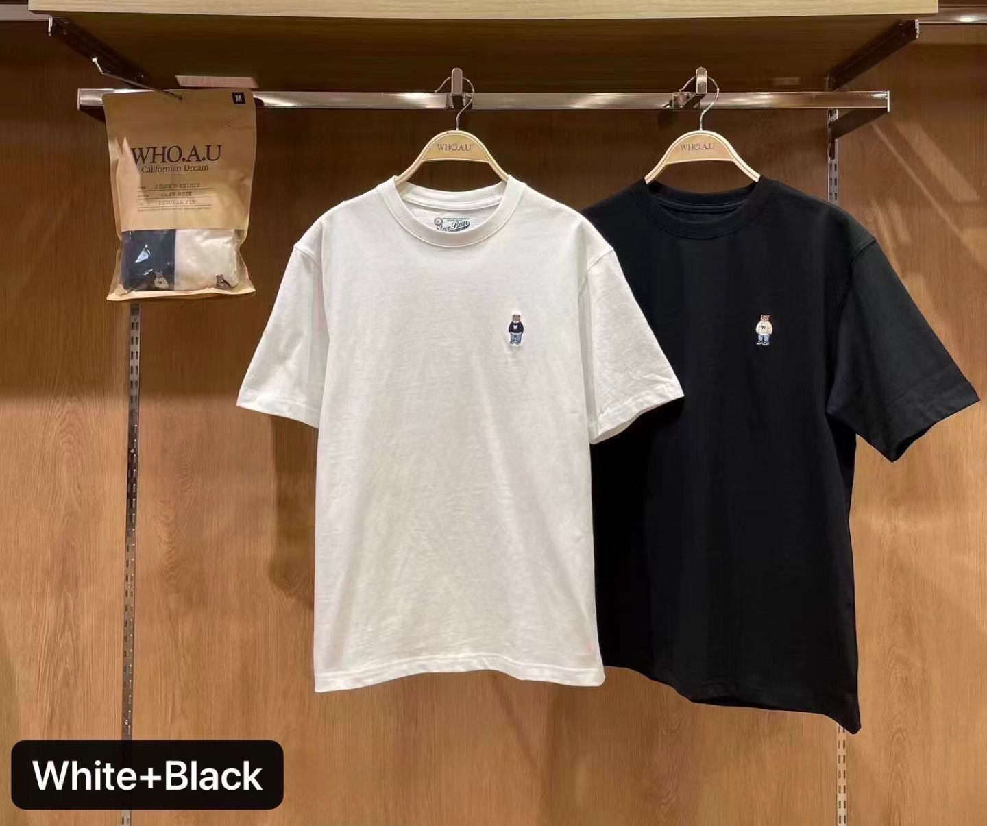 🇰🇷韓國Who A U 刺繡小熊短袖Tee （2件套）